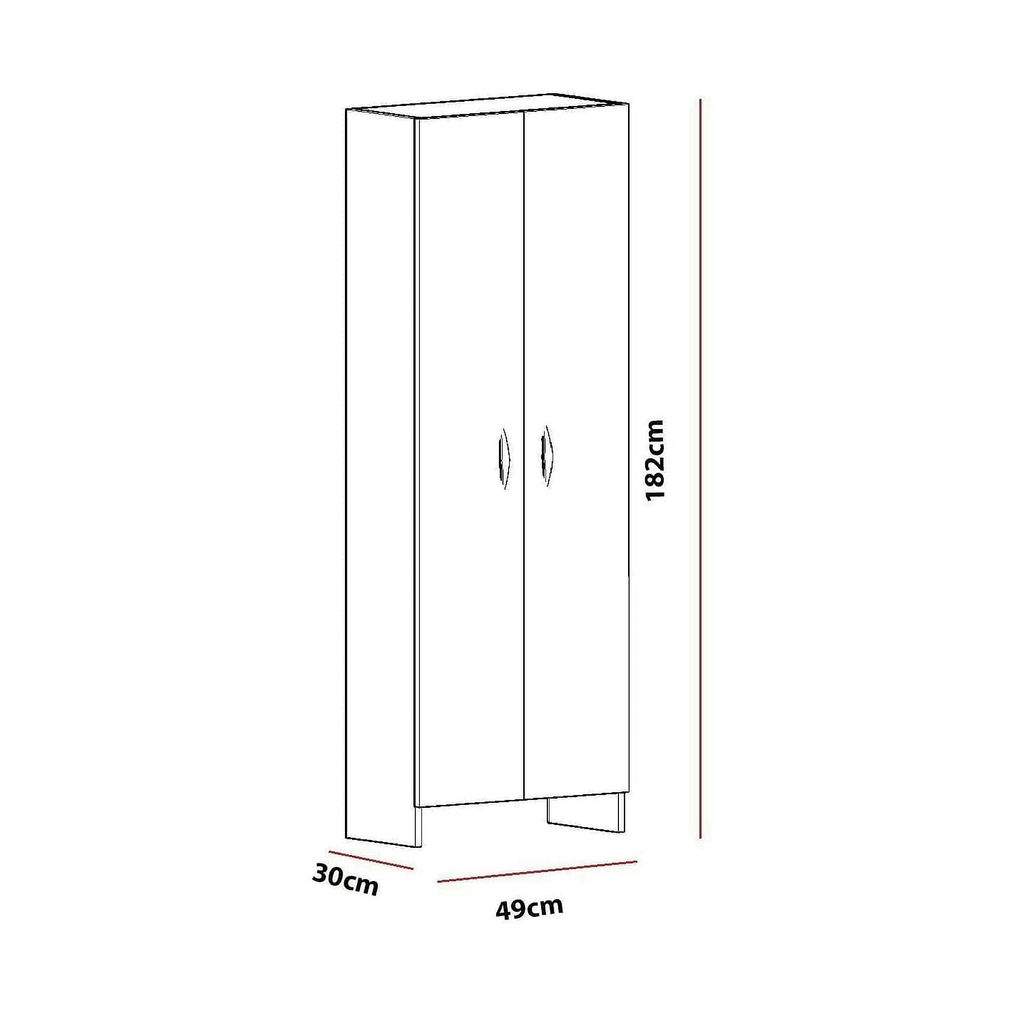 Dulap ATLANTIS, alb, PAL melaminat, cu 2 usi, 49x30x182 cm
