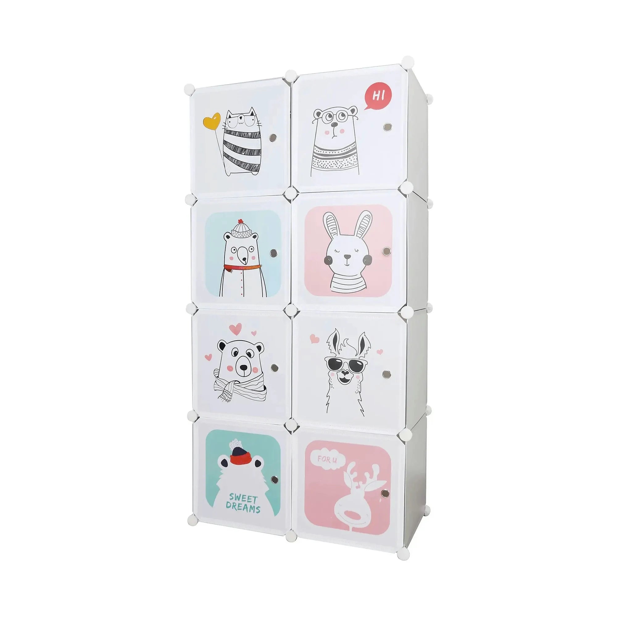 Dulap ATREY, gri, metal/plastic, cu 8 usi, 74x37x148 cm