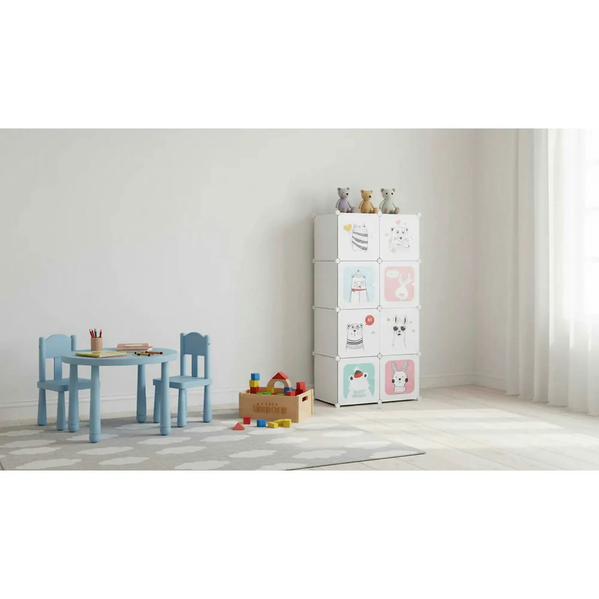 Dulap ATREY, gri, metal/plastic, cu 8 usi, 74x37x148 cm