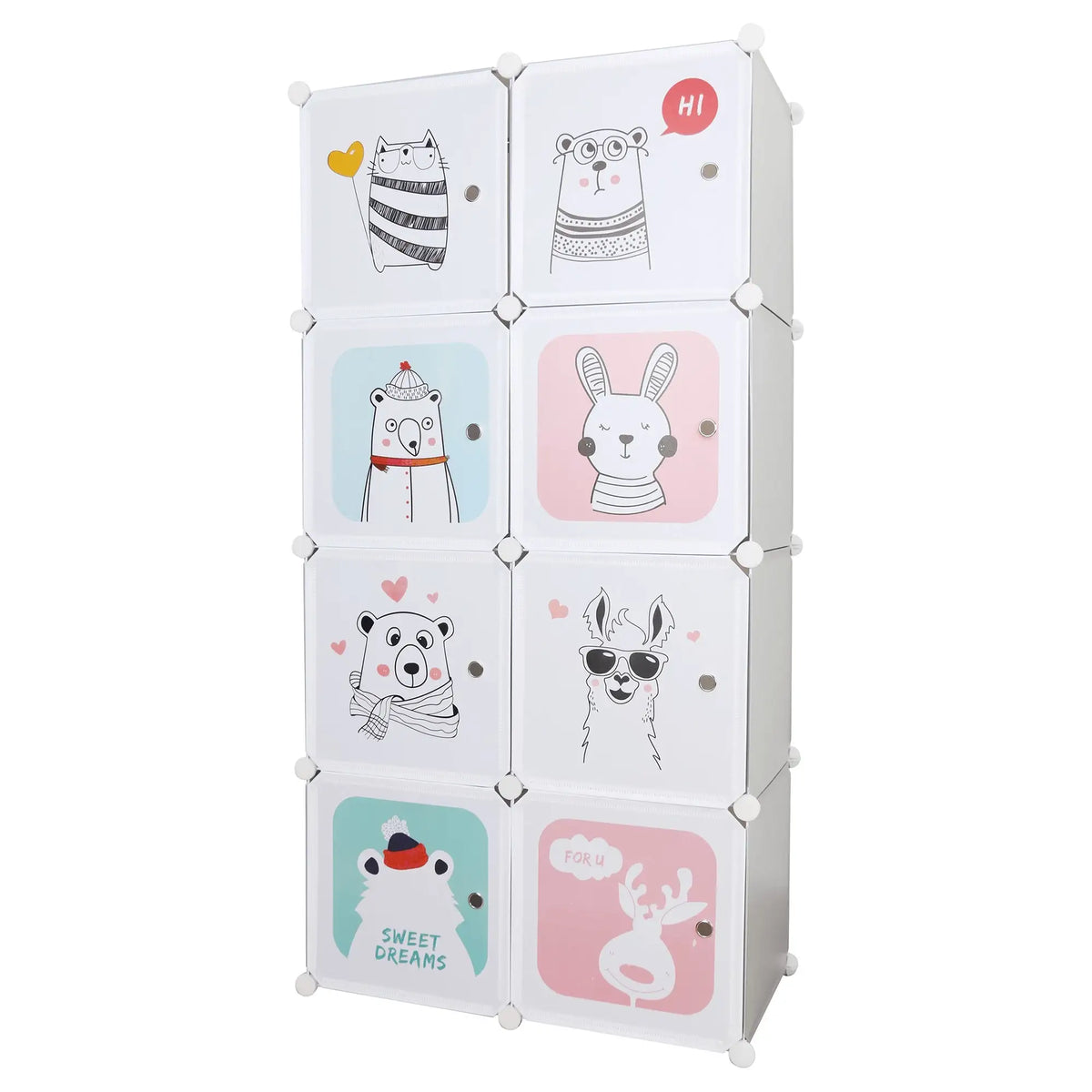 Dulap ATREY, gri, metal/plastic, cu 8 usi, 74x37x148 cm