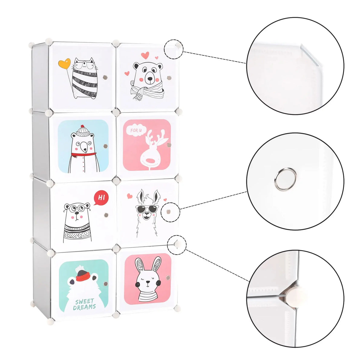 Dulap ATREY, gri, metal/plastic, cu 8 usi, 74x37x148 cm