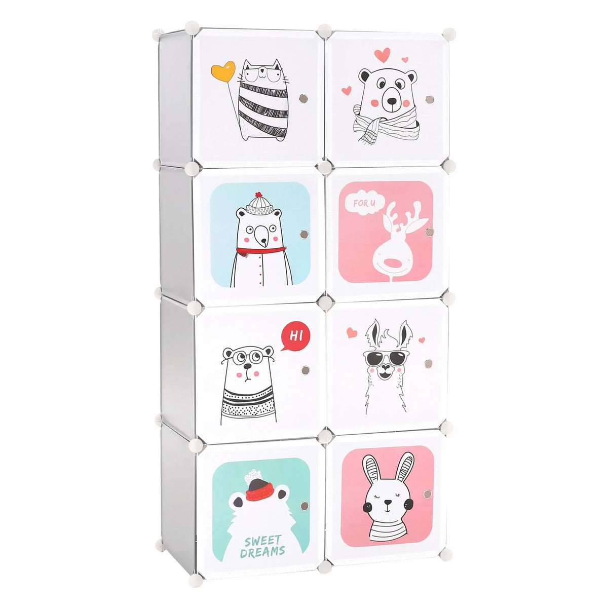 Dulap ATREY, gri, metal/plastic, cu 8 usi, 74x37x148 cm