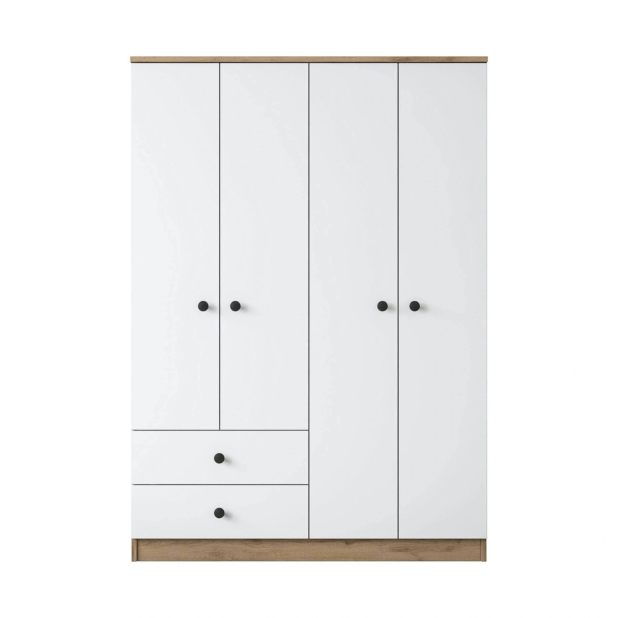 Dulap BA108-2067, alb/nuc, PAL melaminat, cu 4 usi si 2 sertare, 120x43x170 cm