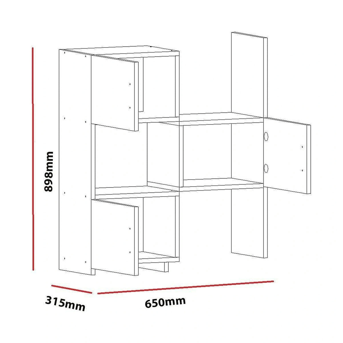 Dulap baie ANNA, alb, PAL melaminat, cu 3 usi, 65x32x90 cm
