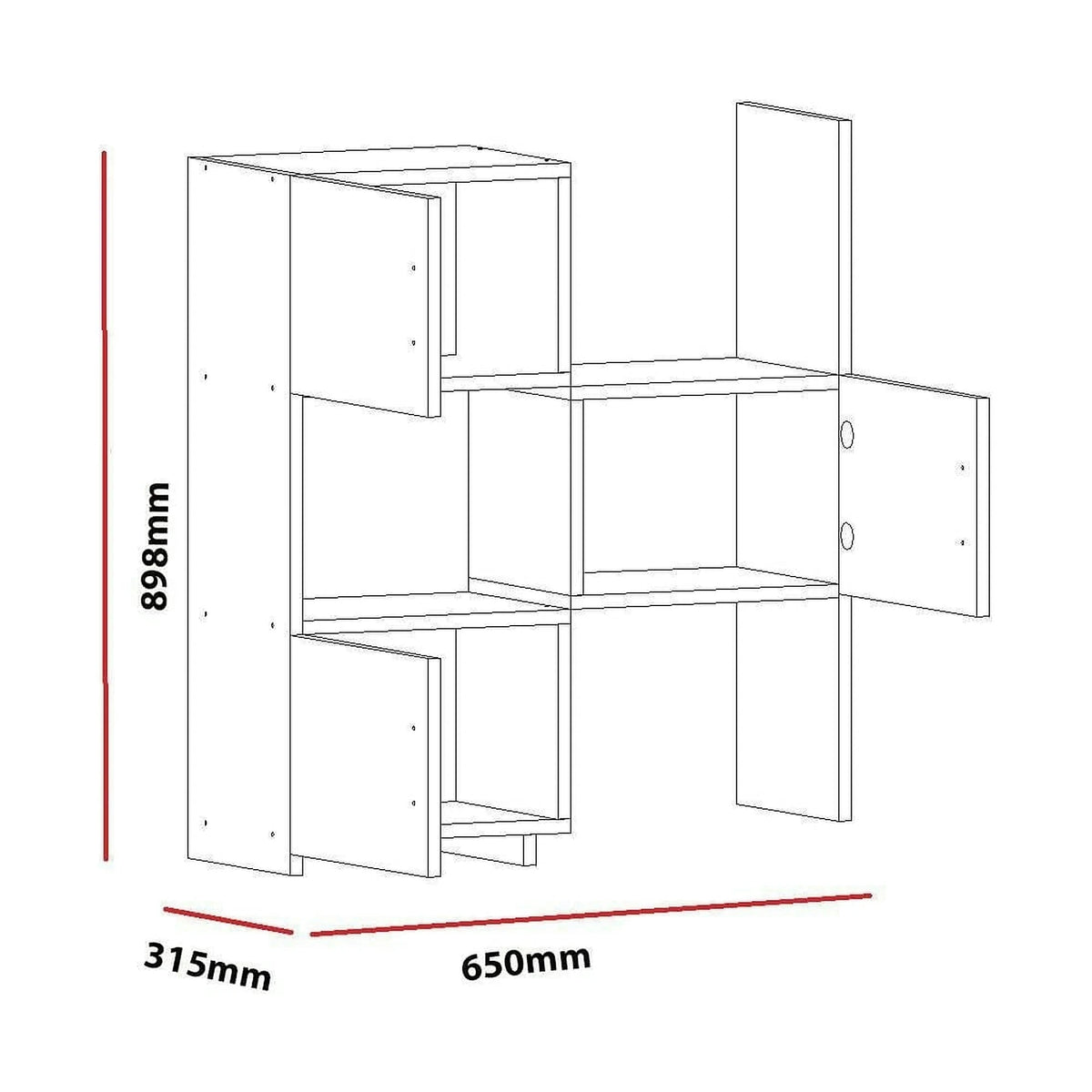 Dulap baie ANNA, alb, PAL melaminat, cu 3 usi, 65x32x90 cm