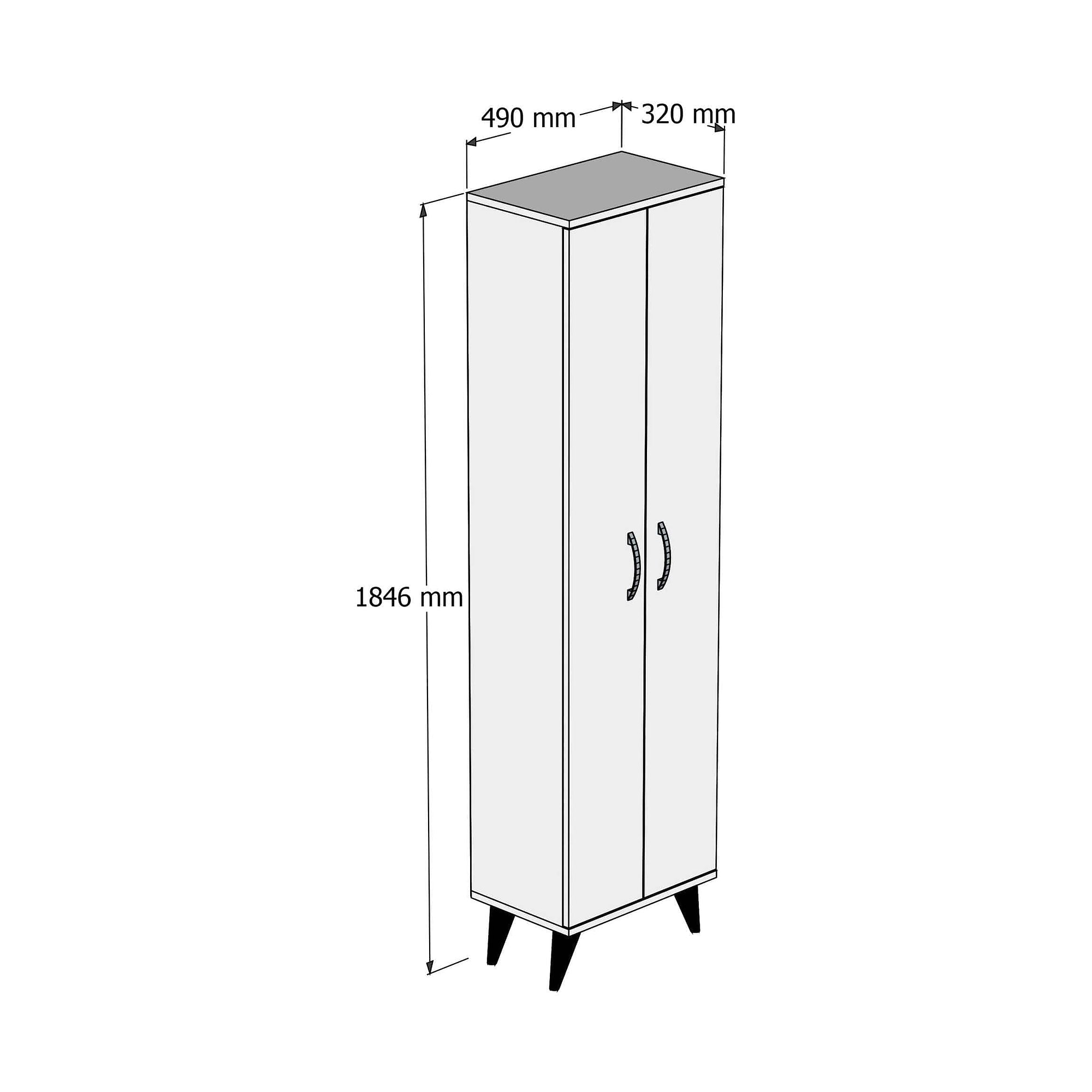 Dulap baie BDL0101, alb, PAL melaminat, cu 2 usi, 49x32x185 cm
