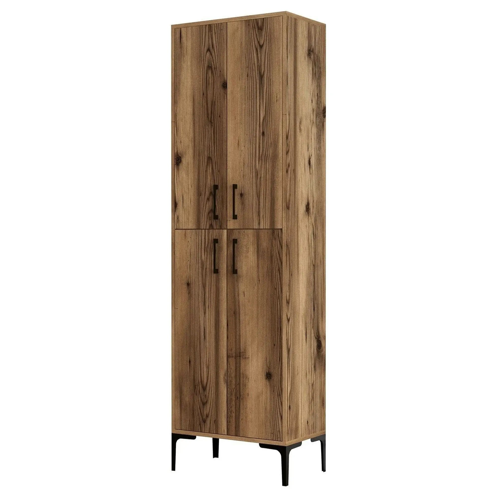 Dulap baie Berlin A, nuc, PAL melaminat/metal, cu 4 usi, 60x35x200 cm