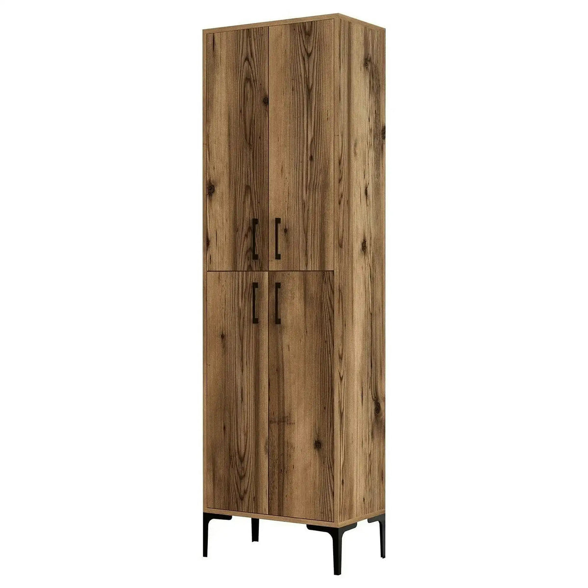 Dulap baie Berlin A, nuc, PAL melaminat/metal, cu 4 usi, 60x35x200 cm