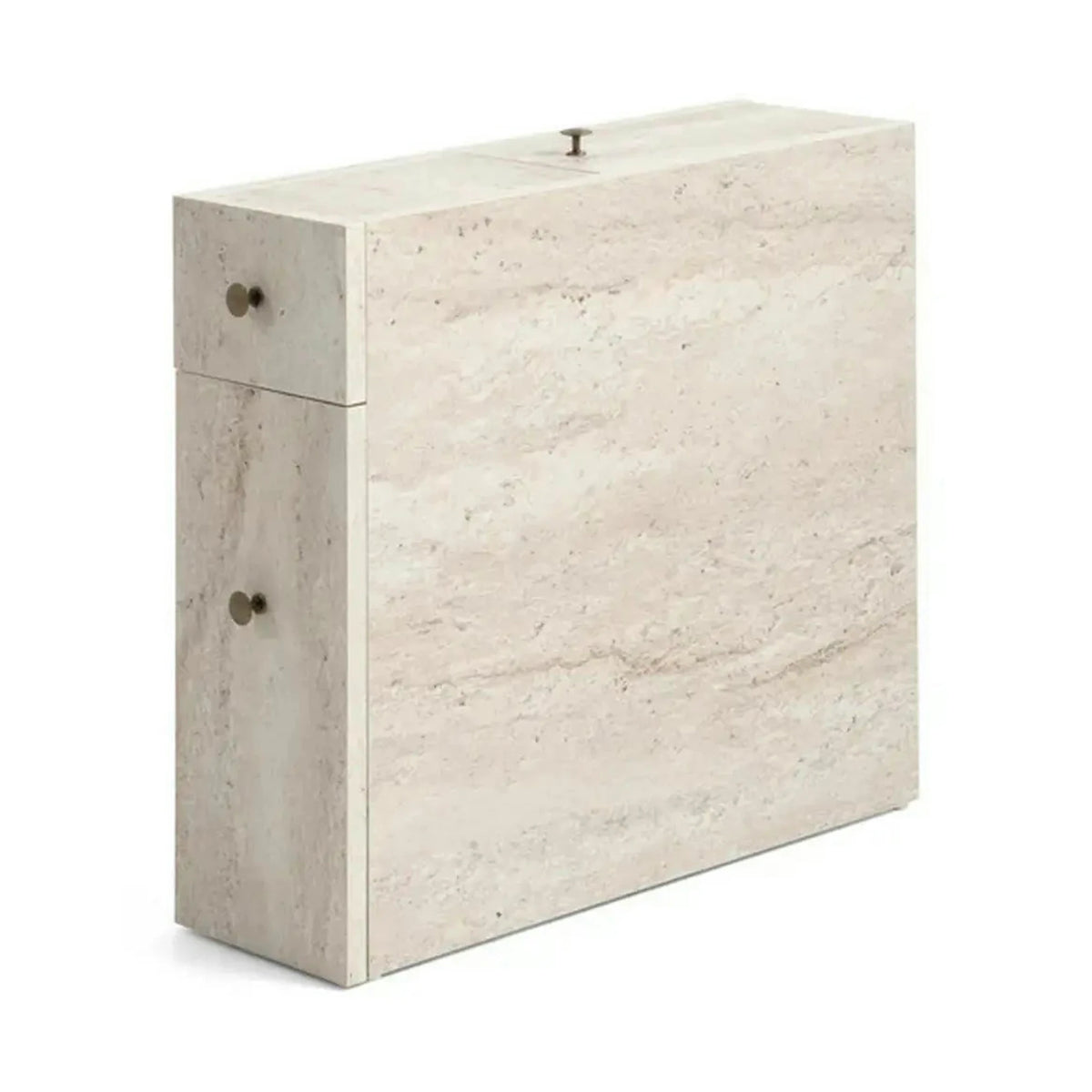Dulap baie CALENCIA, bej cu efect de marmura, PAL melaminat, cu 2 sertare, 60x20x55 cm