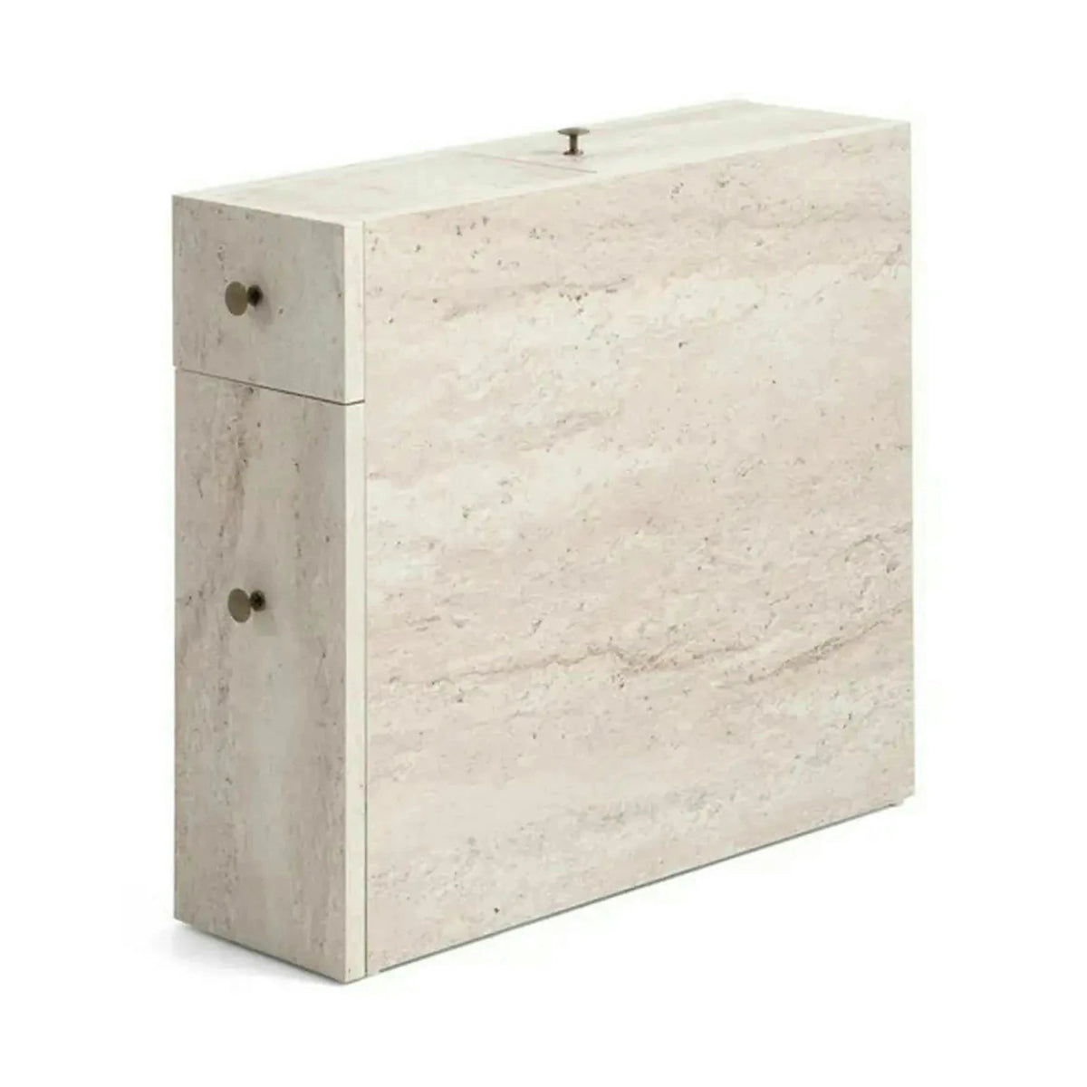 Dulap baie CALENCIA, bej cu efect de marmura, PAL melaminat, cu 2 sertare, 60x20x55 cm