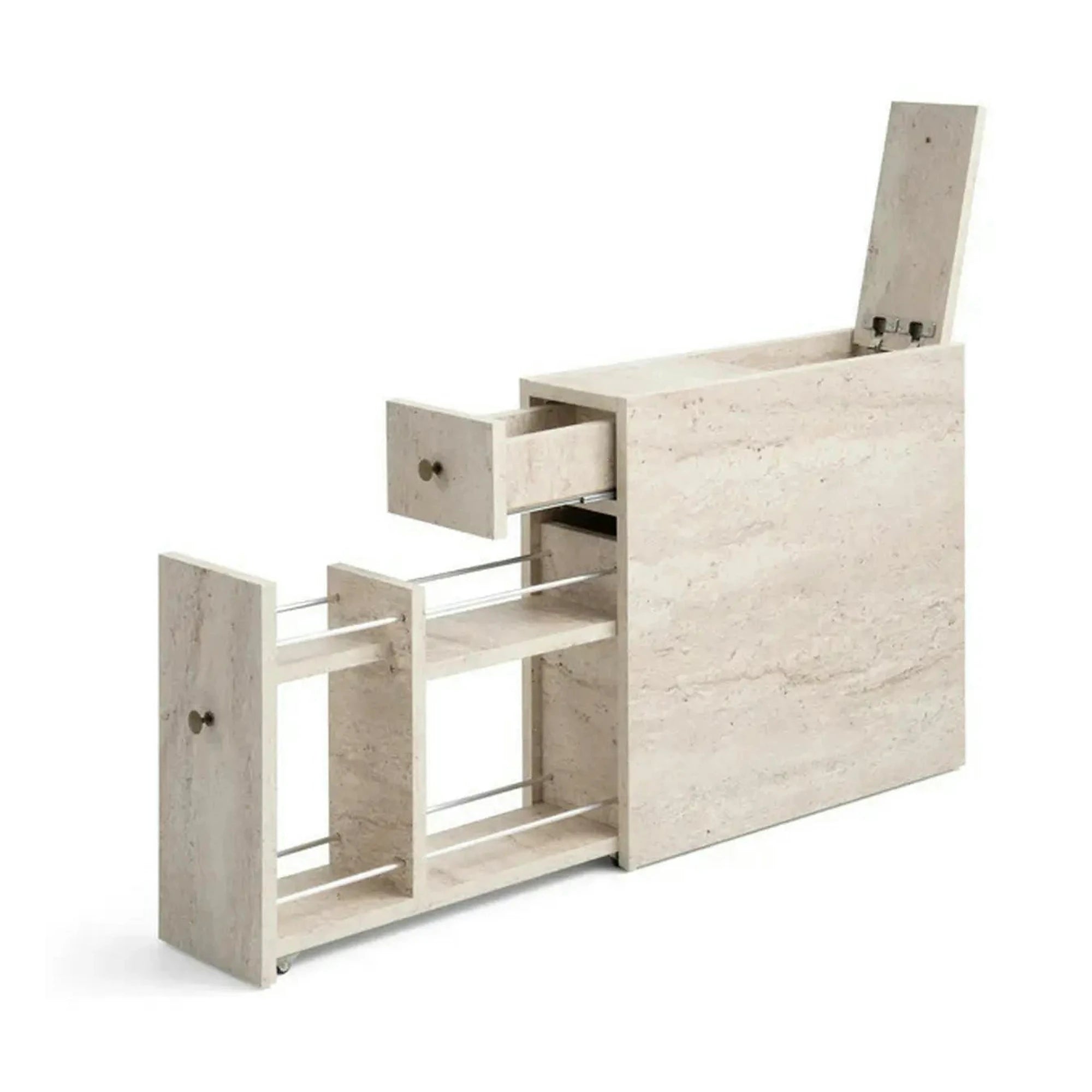 Dulap baie CALENCIA, bej cu efect de marmura, PAL melaminat, cu 2 sertare, 60x20x55 cm