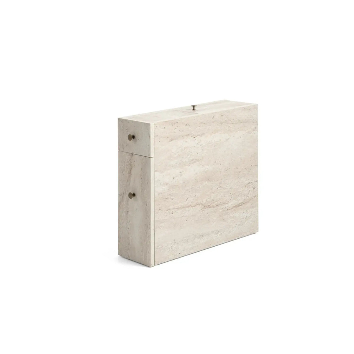 Dulap baie CALENCIA, bej cu efect de marmura, PAL melaminat, cu 2 sertare, 60x20x55 cm