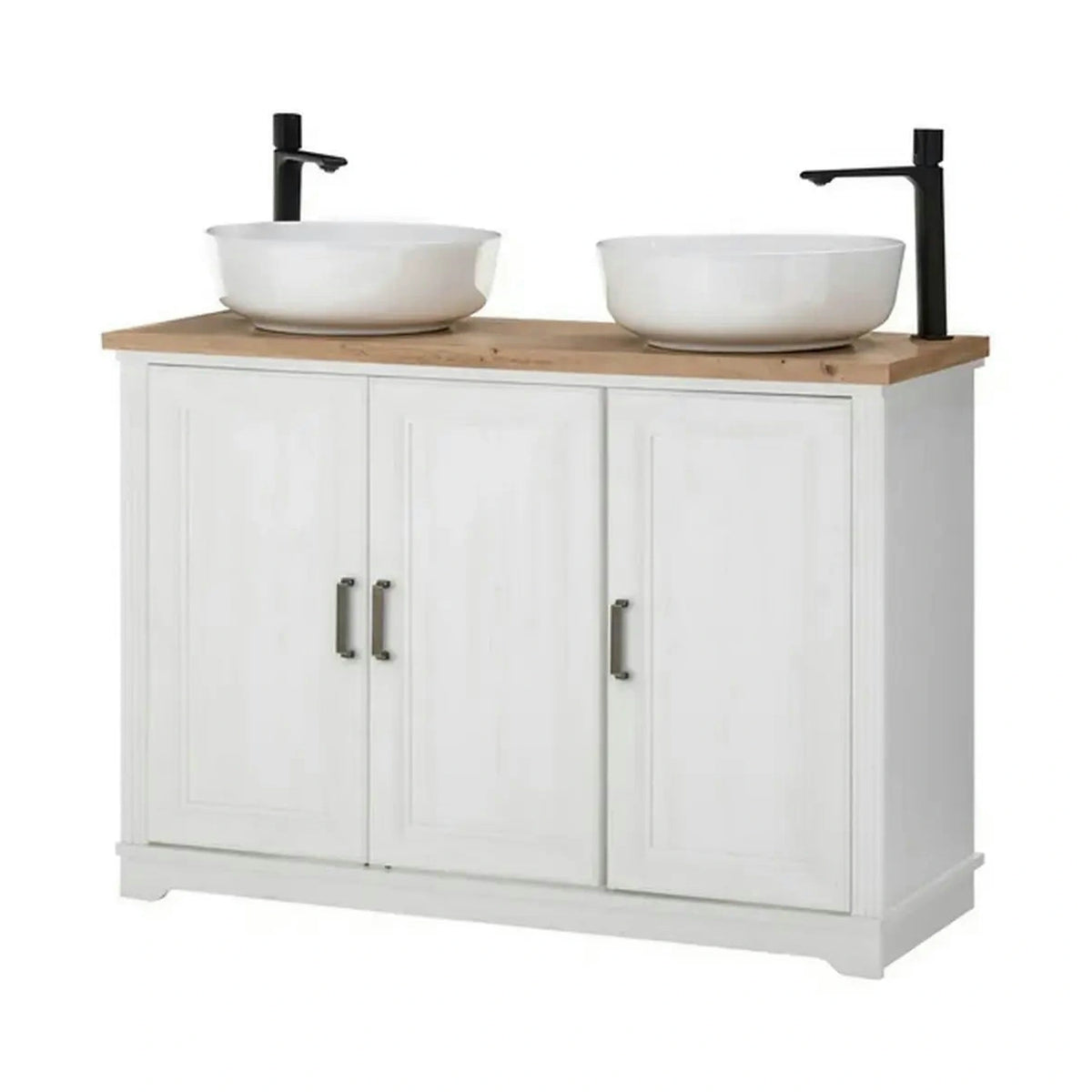 Dulap baie JASMIN, alb/stejar artisan, 116x47x74 cm