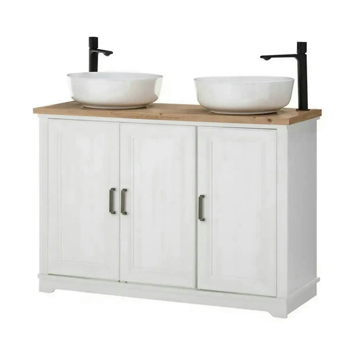 Dulap baie JASMIN, alb/stejar artisan, 116x47x74 cm