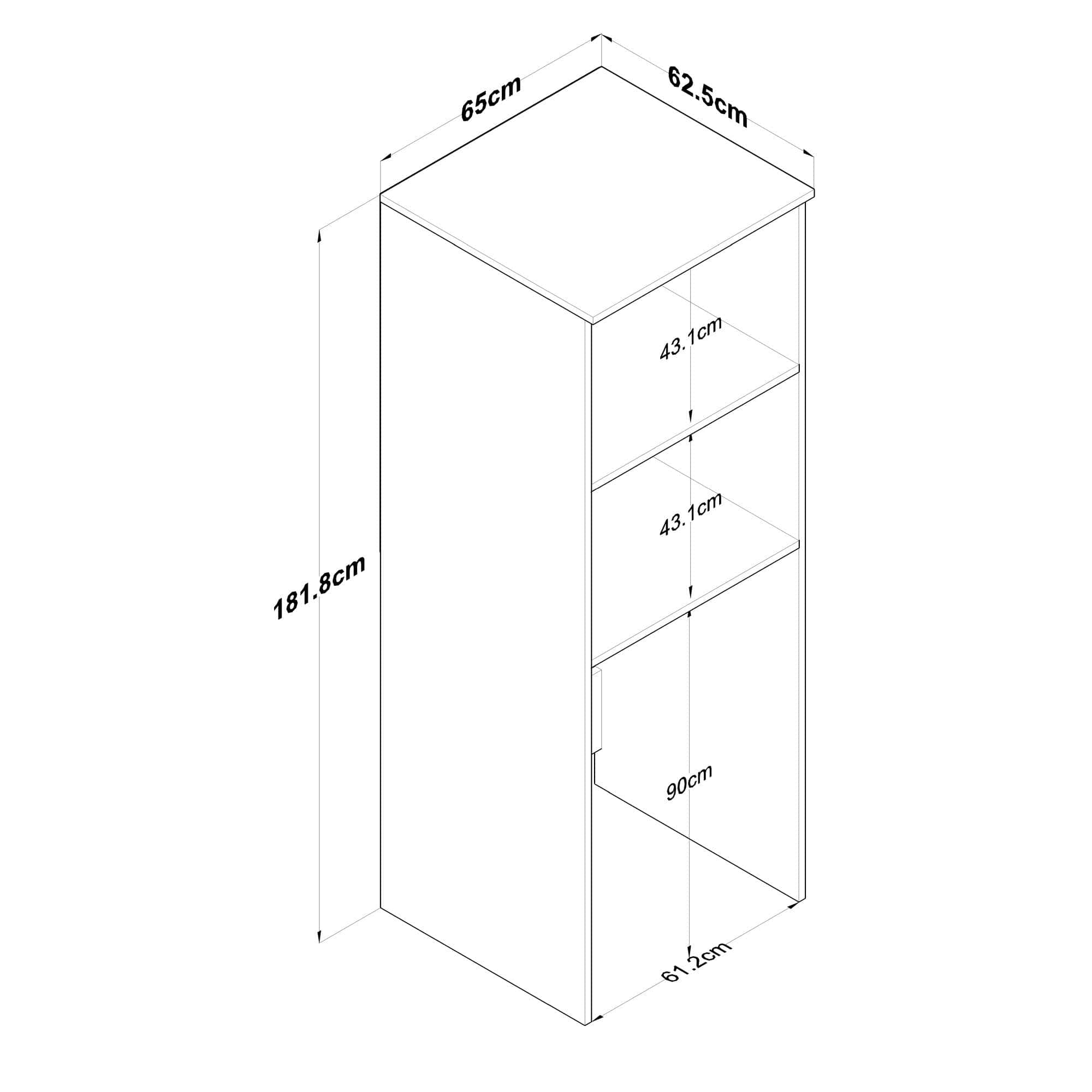 Dulap baie KD110 3192, alb, PAL melaminat, pentru masina de spalat, cu 2 usi, 65x63x182 cm