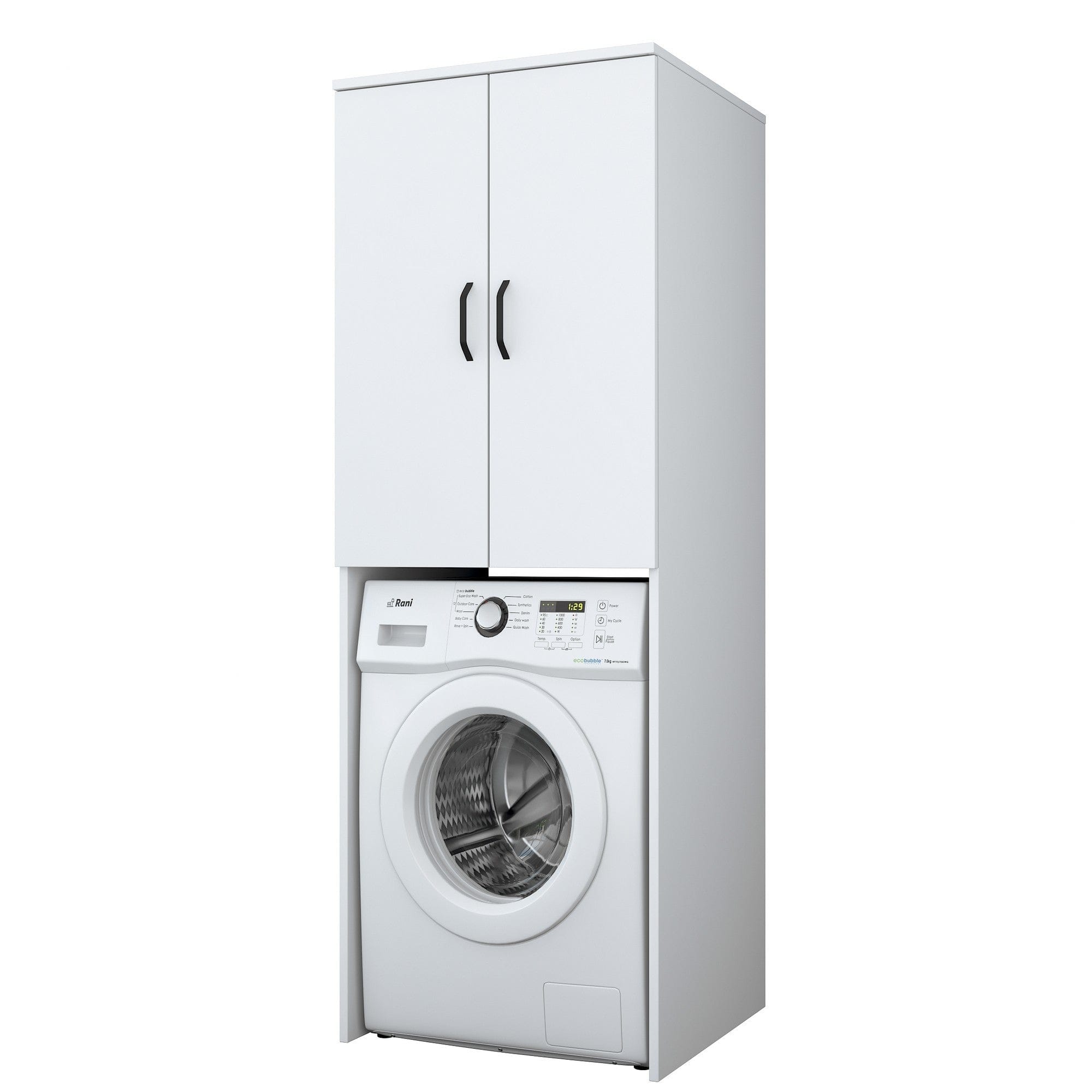 Dulap baie KD110 3192, alb, PAL melaminat, pentru masina de spalat, cu 2 usi, 65x63x182 cm