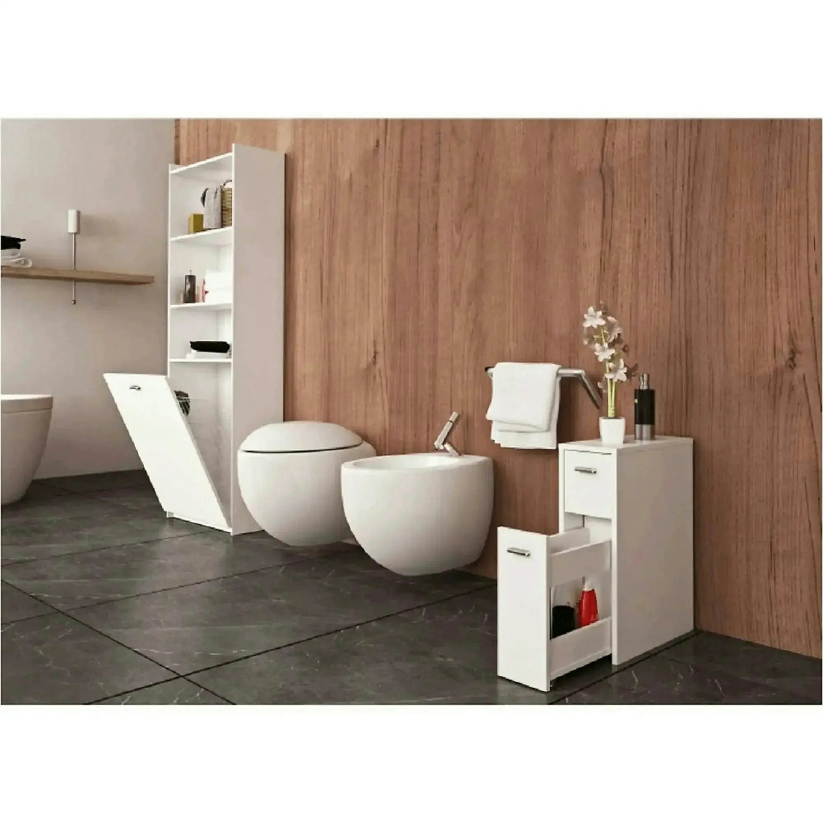 Dulap baie NATALI TYP 8, alb, DTD laminat, cu 2 sertare, 45x20x61 cm