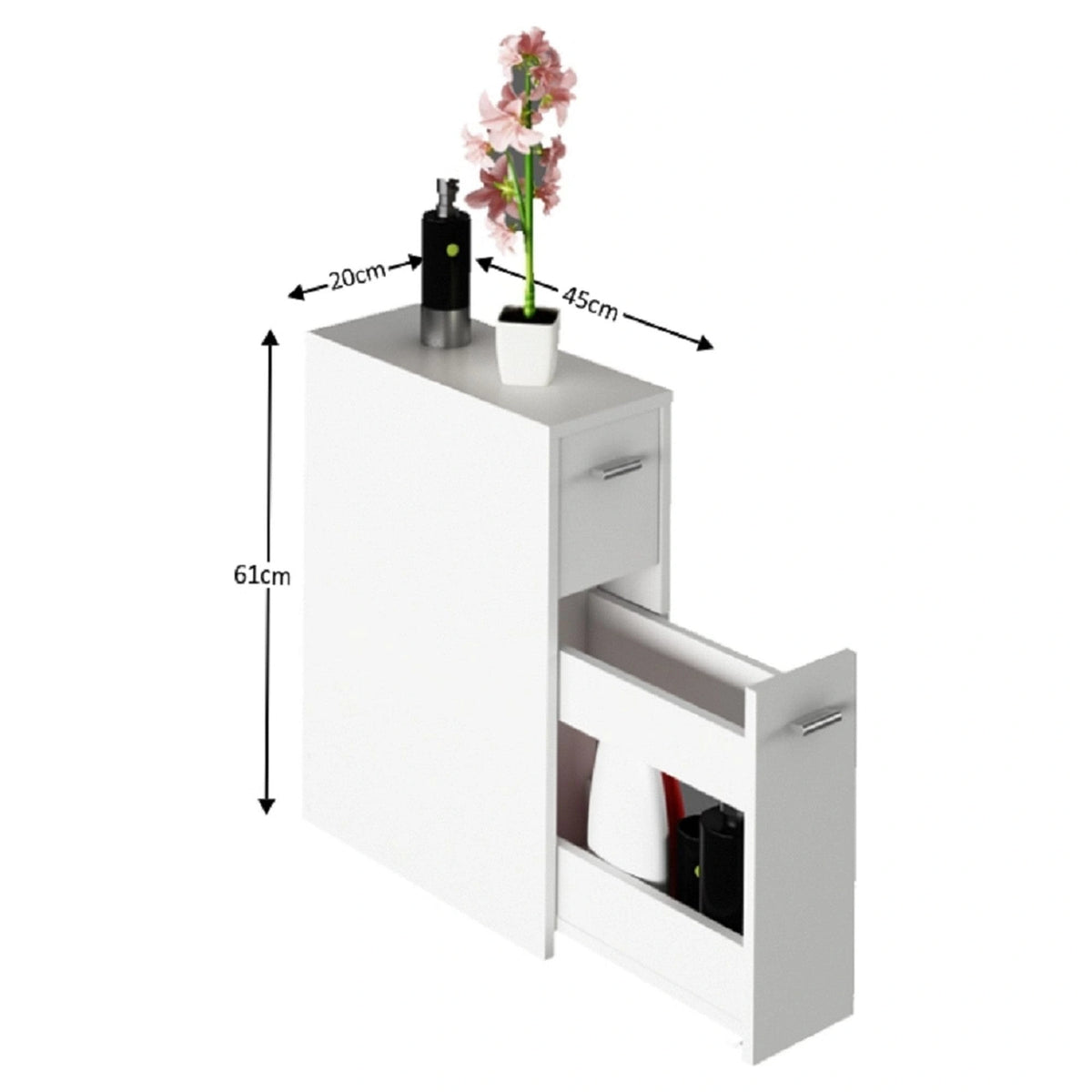 Dulap baie NATALI TYP 8, alb, DTD laminat, cu 2 sertare, 45x20x61 cm