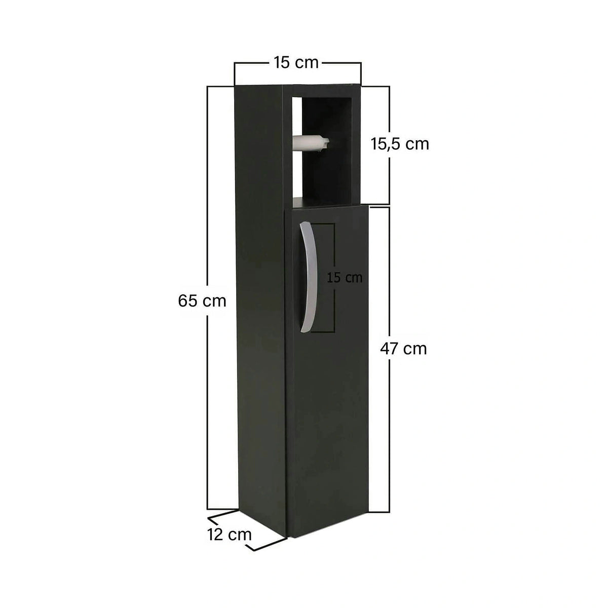 Dulap baie STAR, gri antracit, PAL, cu o usa, 15x12x65 cm
