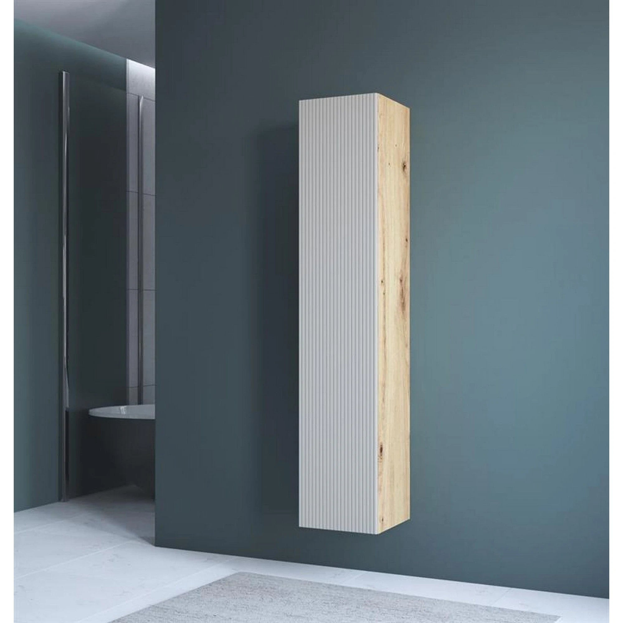 Dulap baie suspendat AVIOLA, casmir/stejar artisan, PAL laminat, cu o usa, 33x35x165 cm