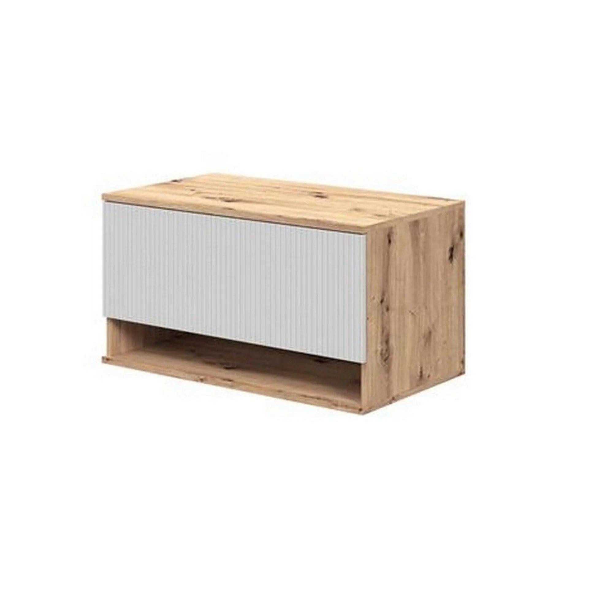 Dulap baie suspendat AVIOLA, casmir/stejar artisan, PAL laminat, cu un sertar, pentru lavoar, 80x45x43 cm