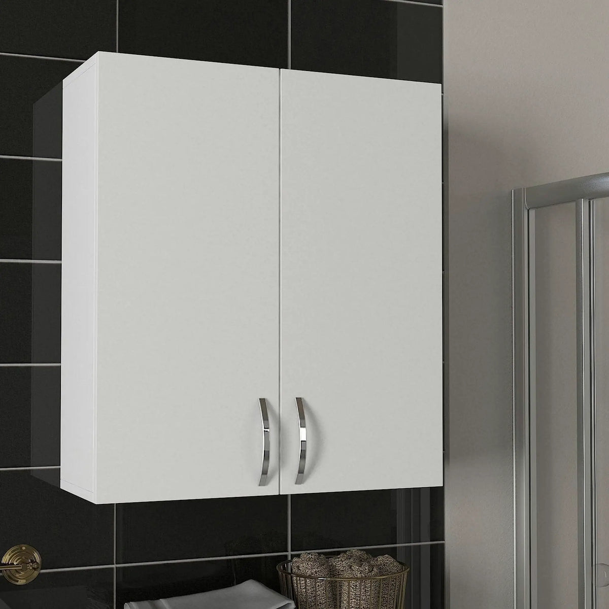Dulap baie suspendat BENITO, alb, PAL melaminat, cu 2 usi, 70x27x80 cm