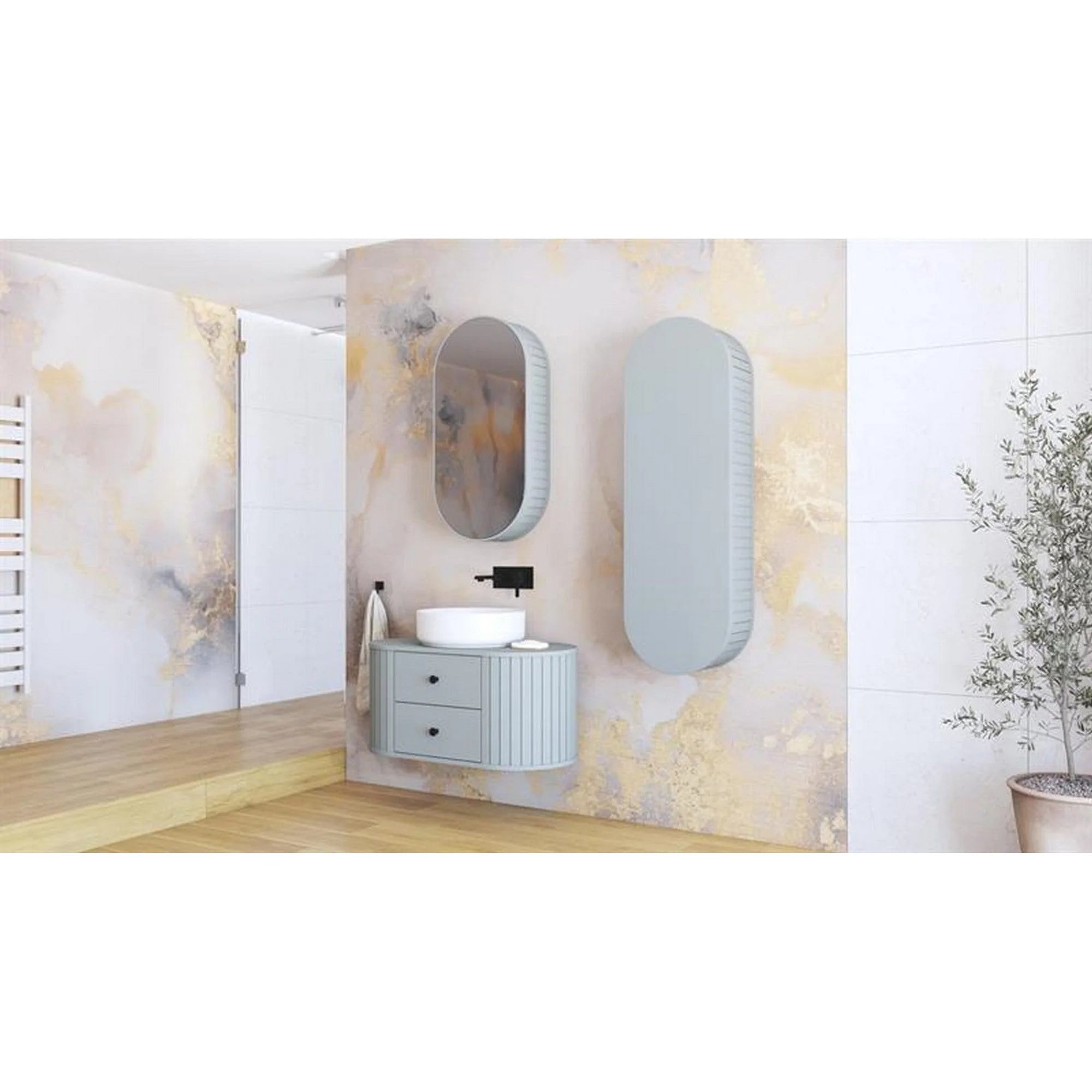 Dulap baie VENEZIA, gri mat, PAL laminat, cu o usa, 43x25x132 cm