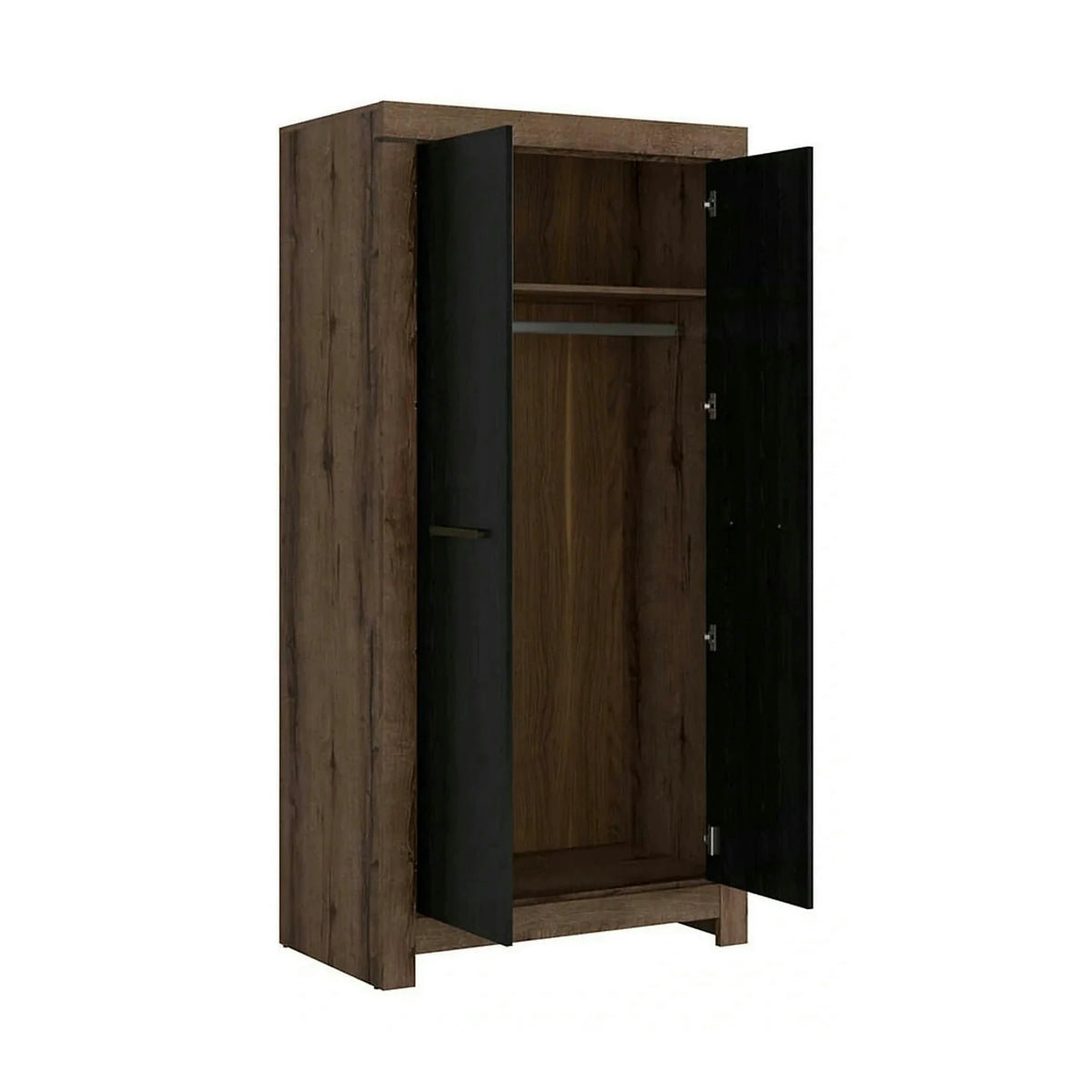 Dulap BALIN, negru/stejar, PAL, cu 2 usi, 98x55x195 cm