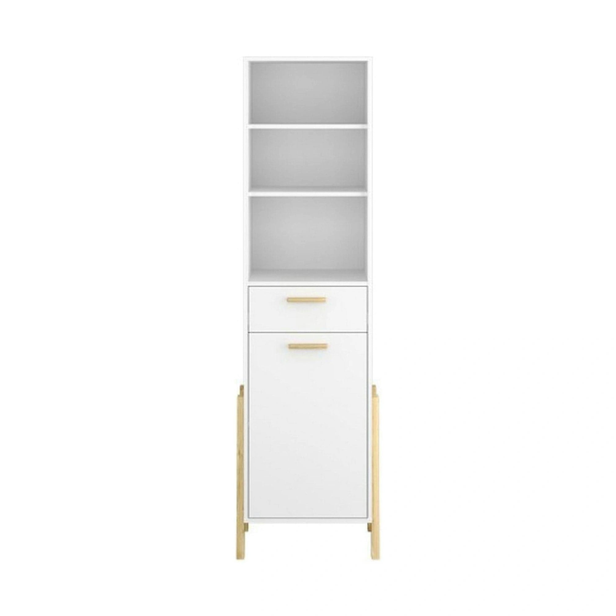 Dulap BELLE, alb/stejar auriu, PAL laminat, cu o usa si un sertar, 96x55x197 cm