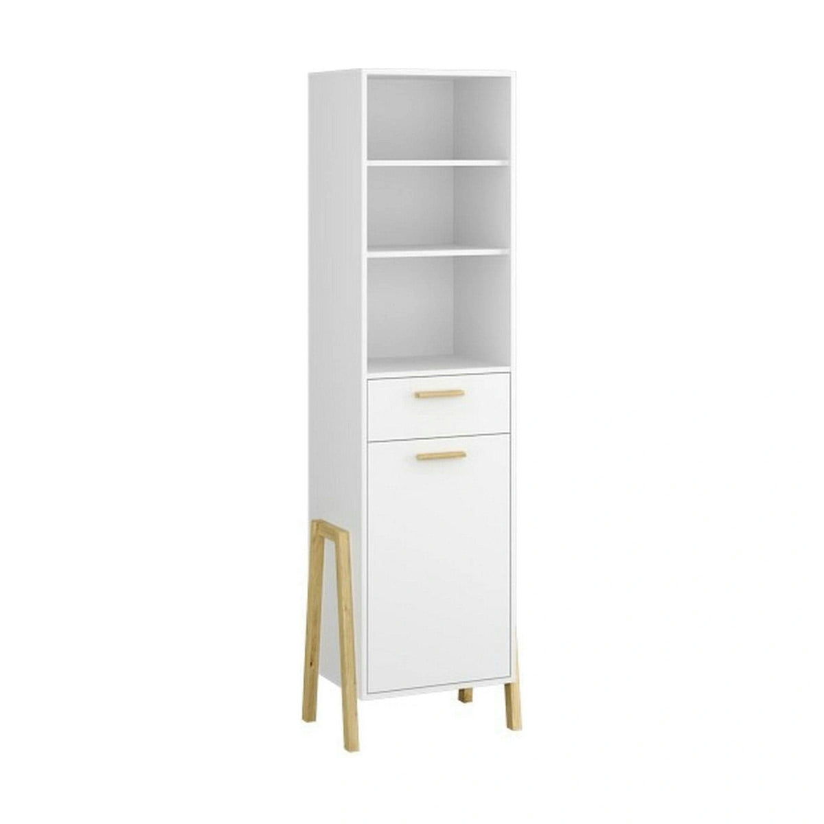 Dulap BELLE, alb/stejar auriu, PAL laminat, cu o usa si un sertar, 96x55x197 cm