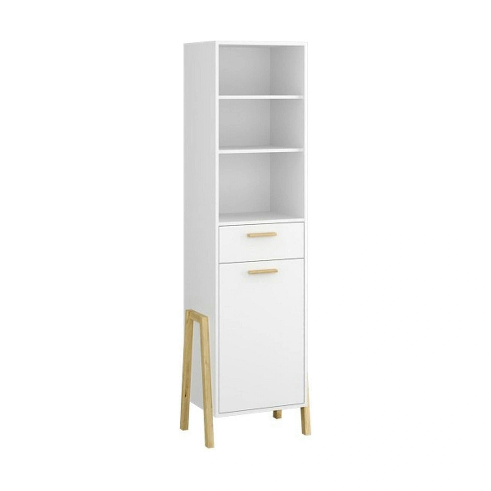 Dulap BELLE, alb/stejar auriu, PAL laminat, cu o usa si un sertar, 96x55x197 cm