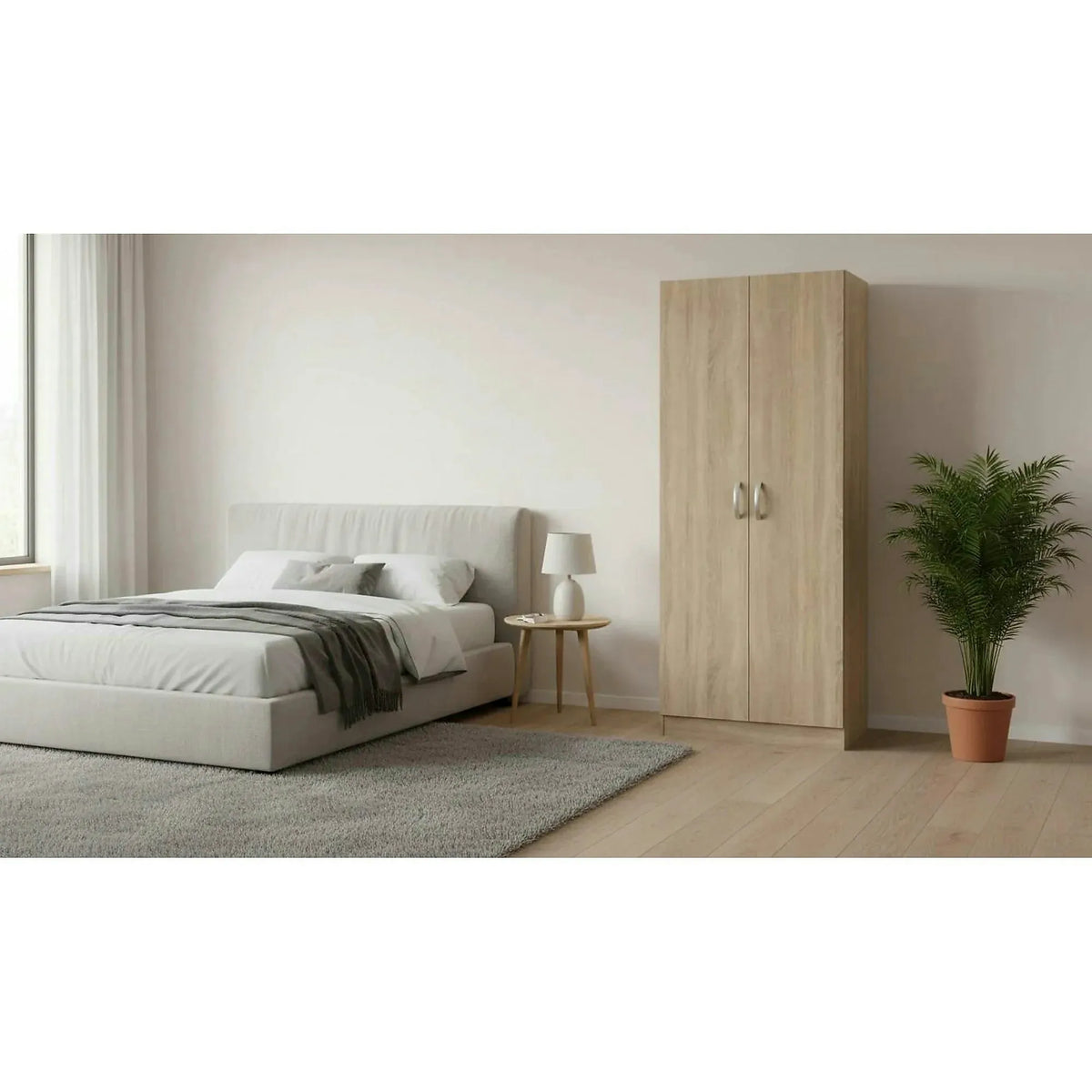 Dulap  BETTY 2 BE02-002-00, stejar sonoma, DTD laminat, cu 2 usi, 90x57x220 cm