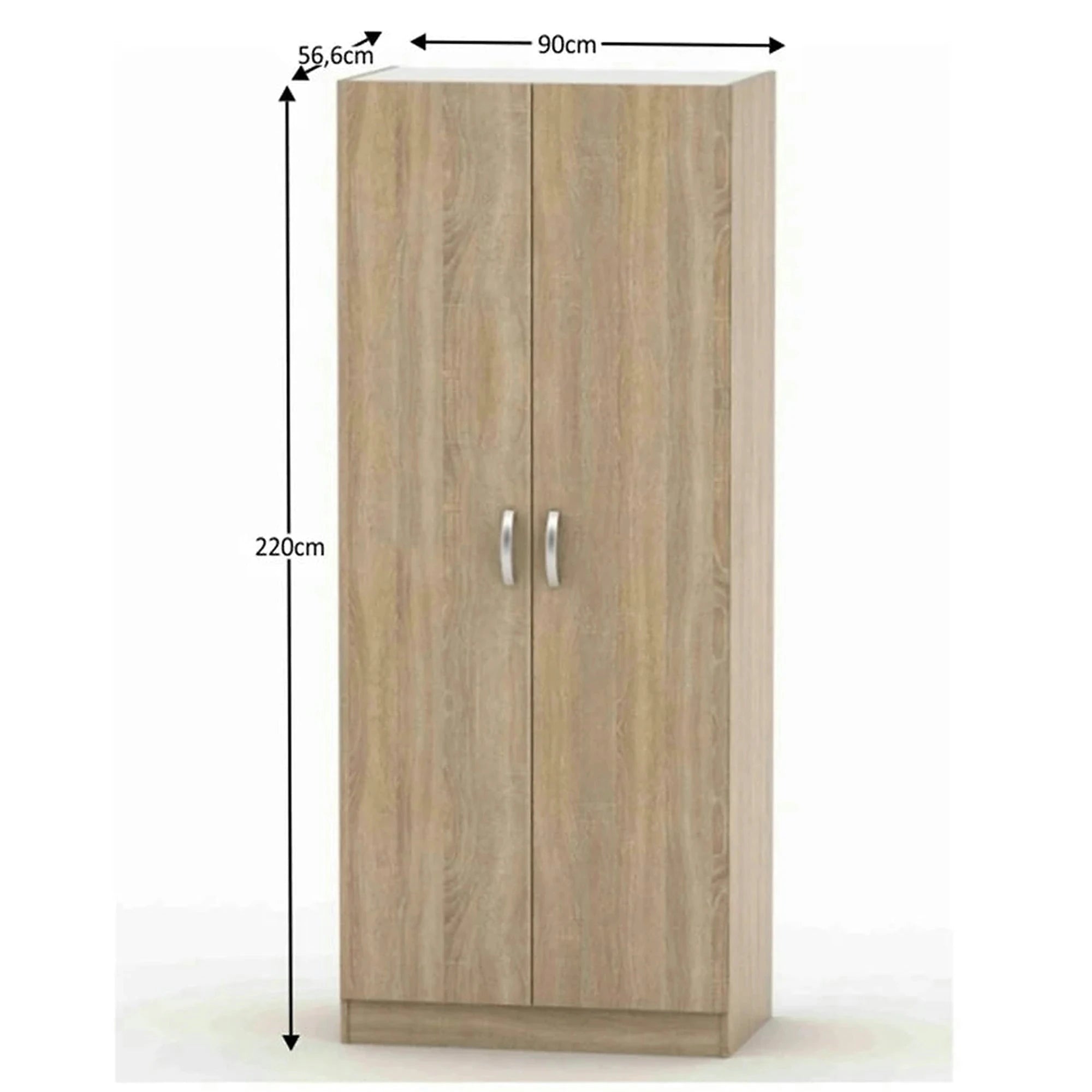 Dulap  BETTY 2 BE02-002-00, stejar sonoma, DTD laminat, cu 2 usi, 90x57x220 cm
