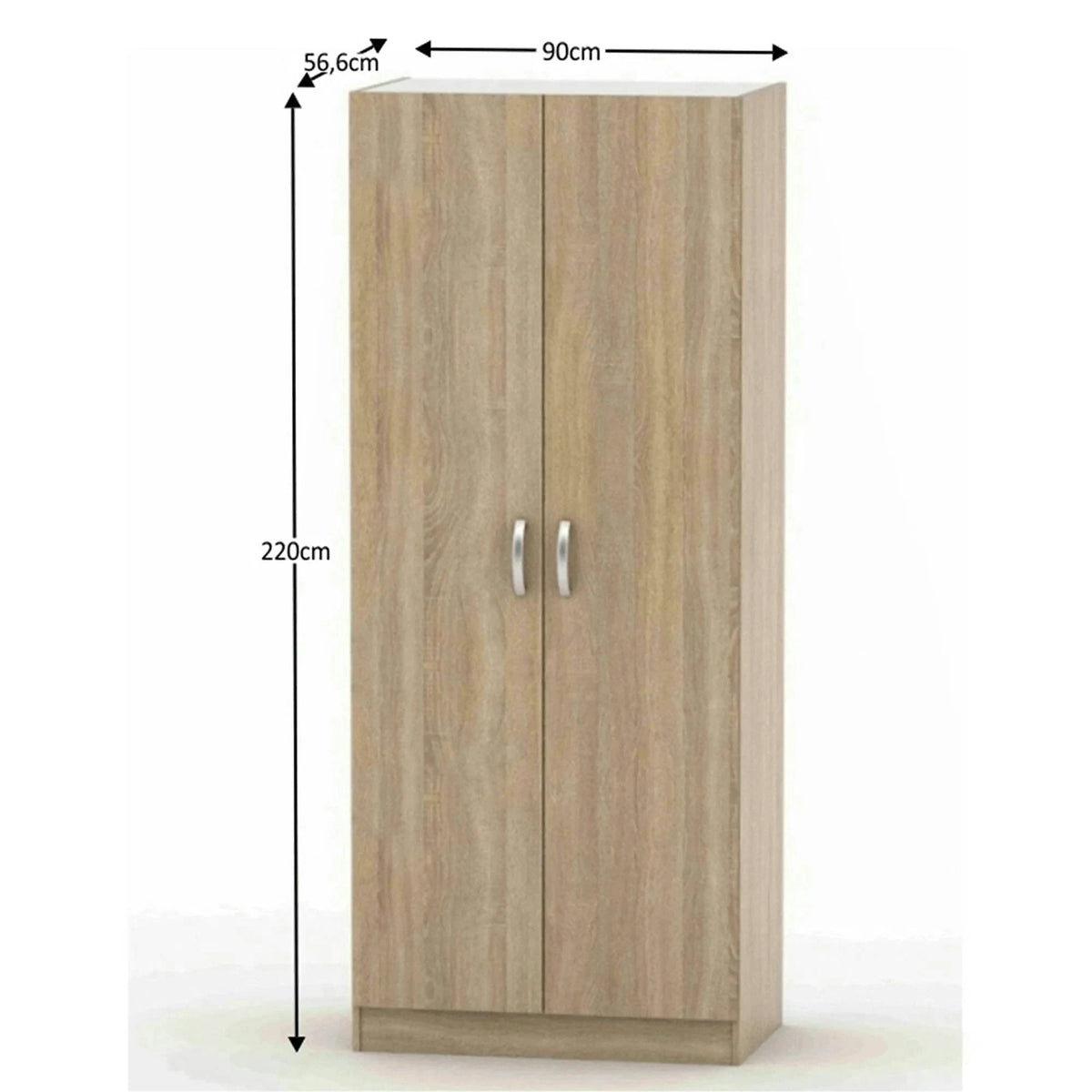 Dulap BETTY 2 BE02-003-00, stejar sonoma, DTD laminat, cu 2 usi, 90x57x220 cm