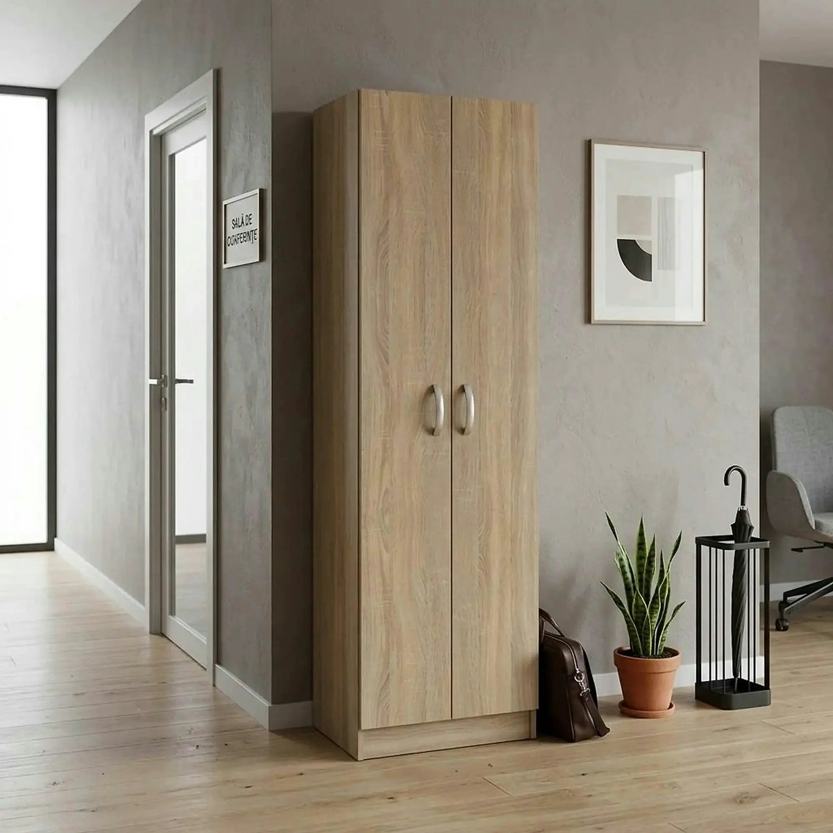 Dulap BETTY 2 BE02-004-00, stejar sonoma, PAL melaminat, cu 2 usi, 60x57x220 cm