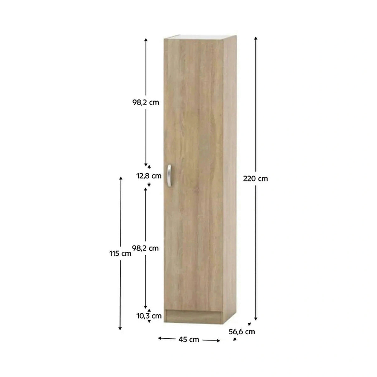 Dulap BETTY 2 BE02-006-00, stejar sonoma, DTD laminat, cu o usa, 45x57x220 cm