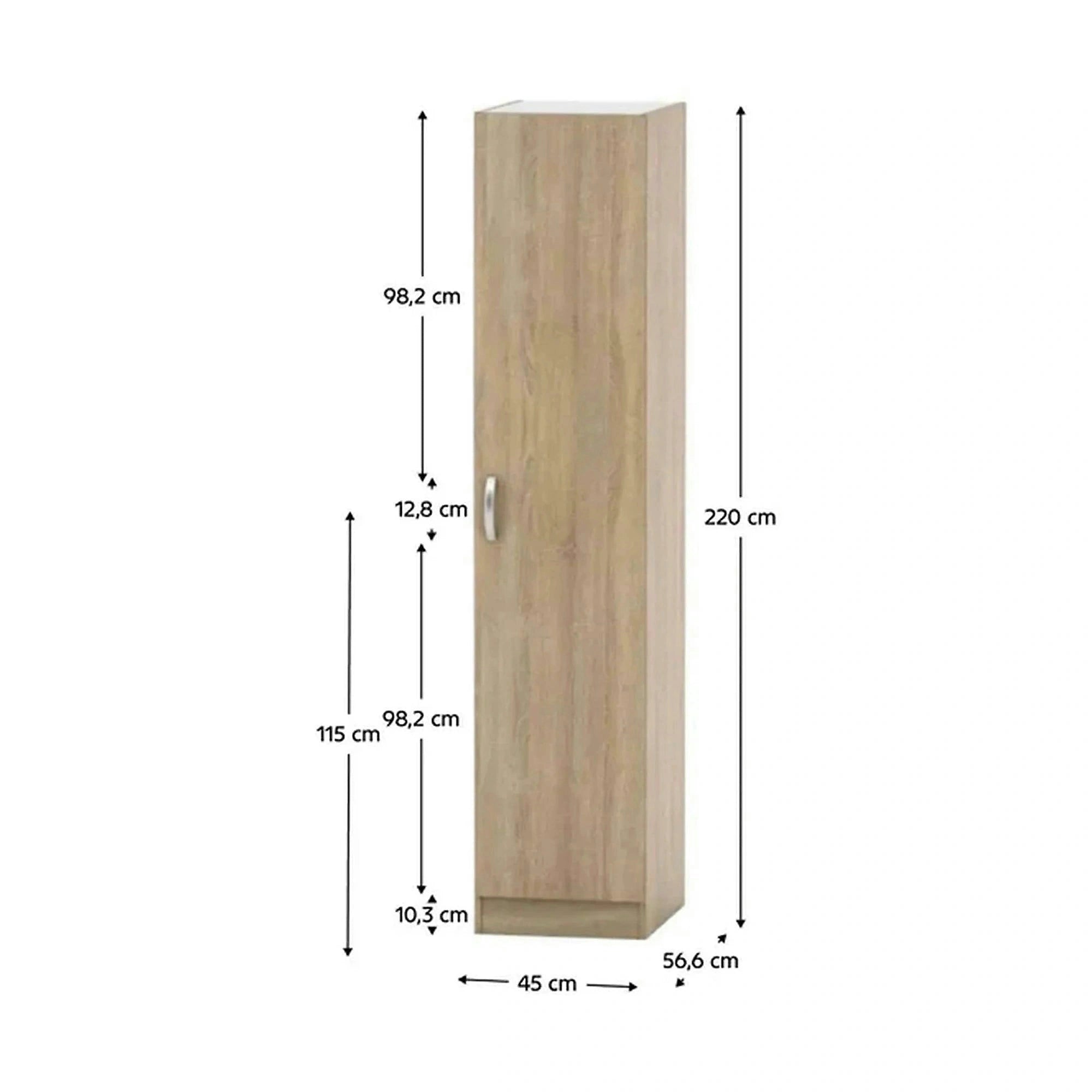 Dulap BETTY 2 BE02-006-00, stejar sonoma, DTD laminat, cu o usa, 45x57x220 cm