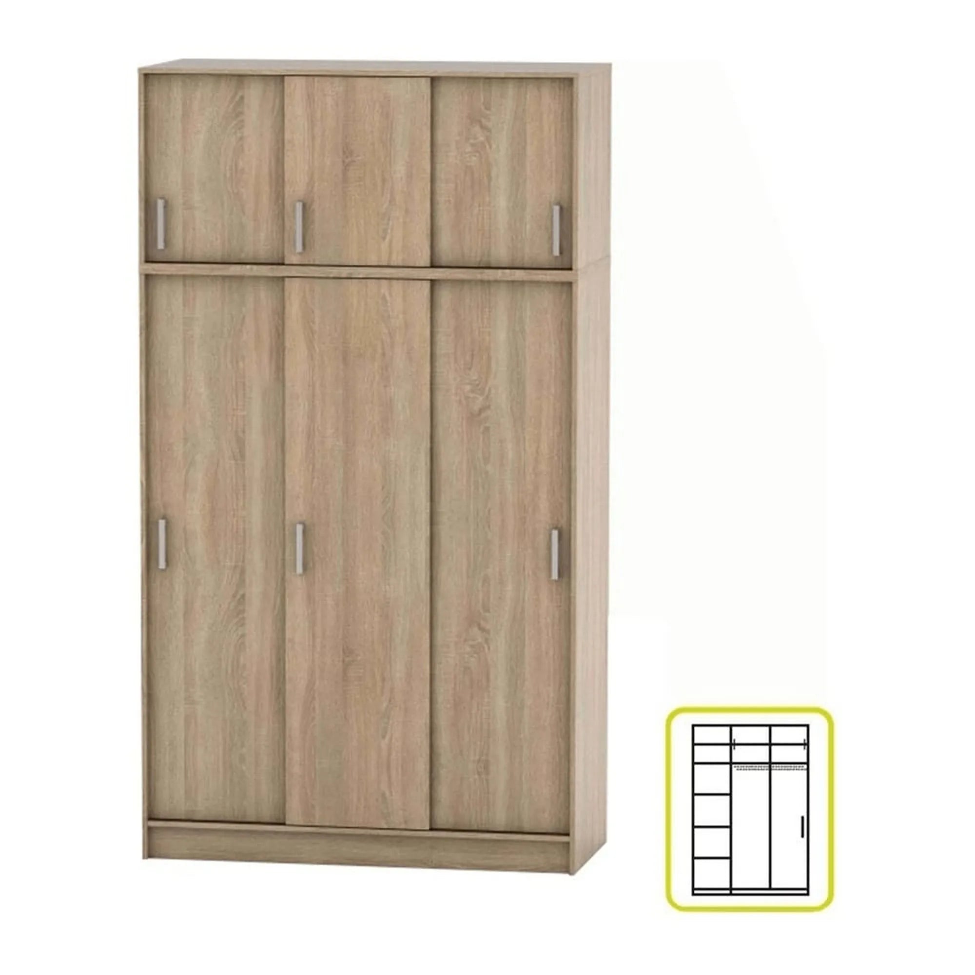 Dulap BETTY 4 BE04-010-00, stejar wotan, DTD laminat, cu 6 usi, 134x58x240 cm