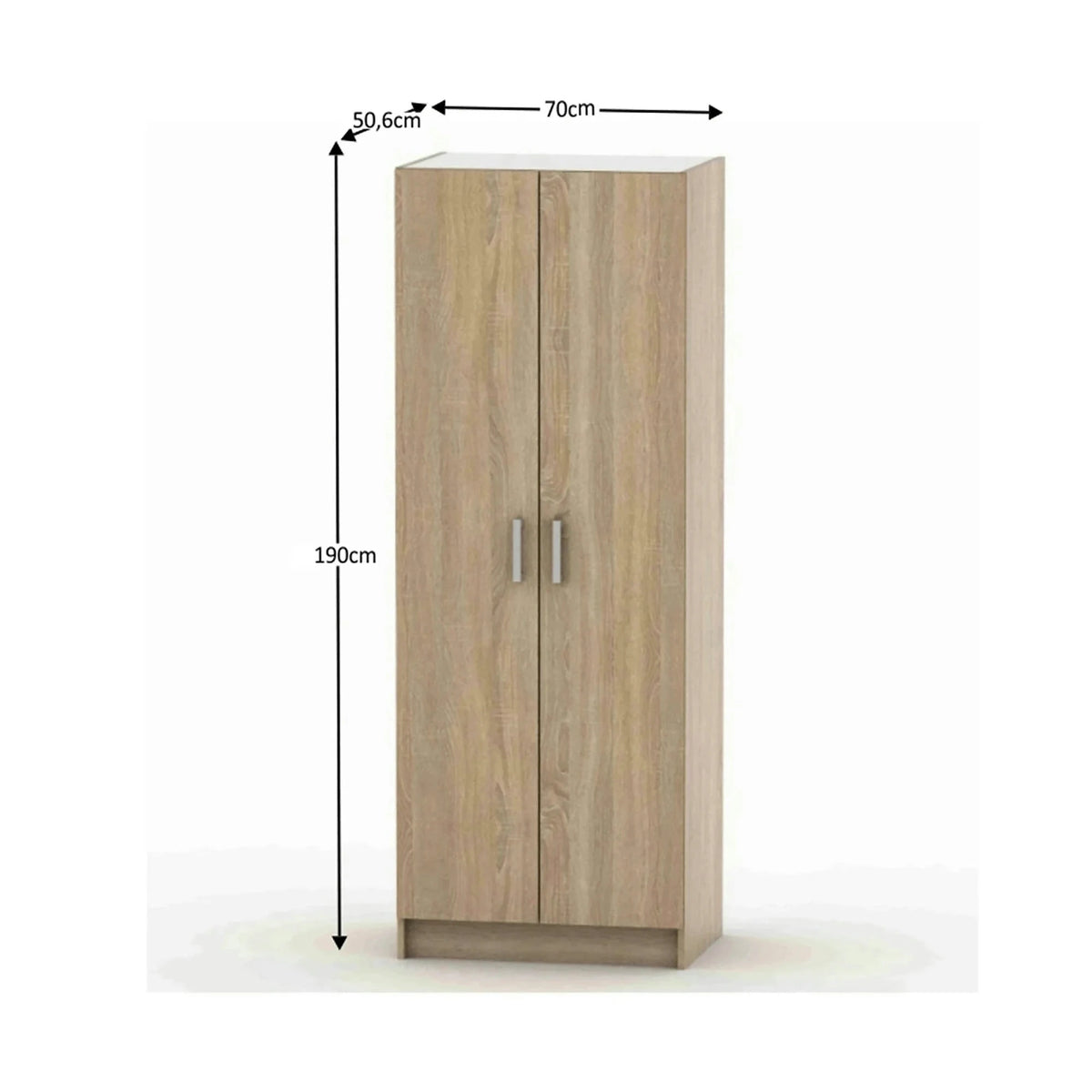 Dulap BETTY 7 BE07-009-00, stejar sonoma, DTD laminat, cu 2 usi, 70x51x190 cm