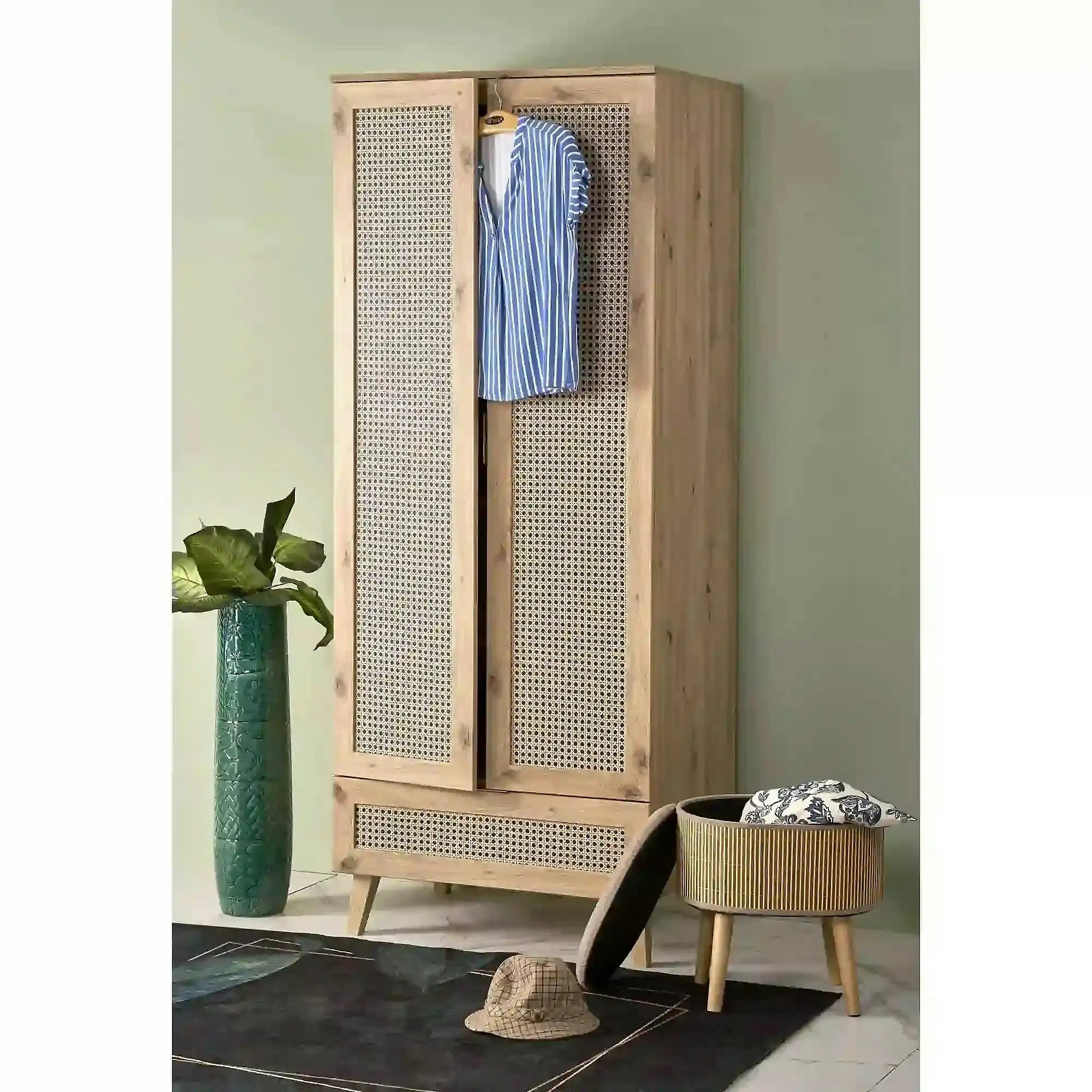 Dulap BORNEO, stejar artisan, cu 2 usi si un sertar, 80x57x200 cm