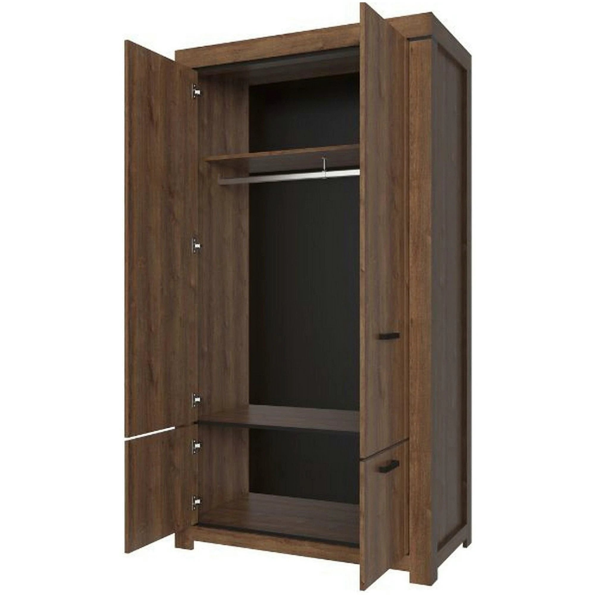 Dulap BRASS, stejar brun, PAL laminat, cu 4 usi, 112x60x210 cm