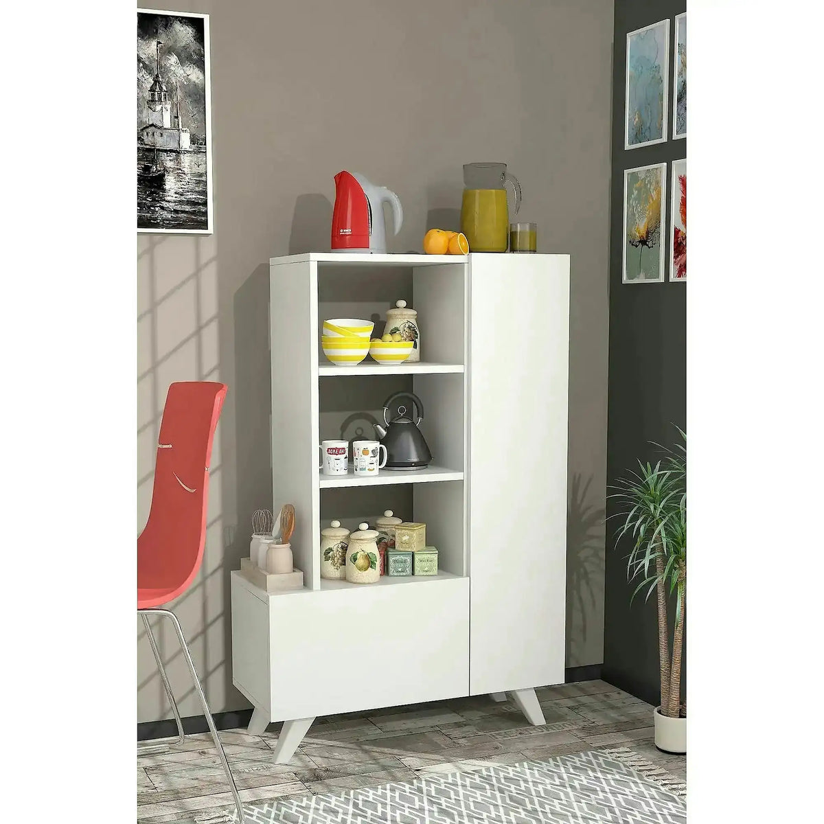 Dulap bucatarie AGOSTINA, alb, PAL melaminat, 80x32x121 cm