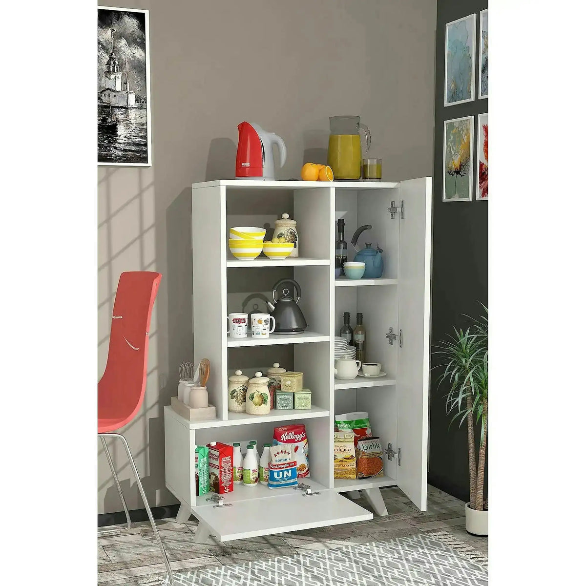 Dulap bucatarie AGOSTINA, alb, PAL melaminat, 80x32x121 cm