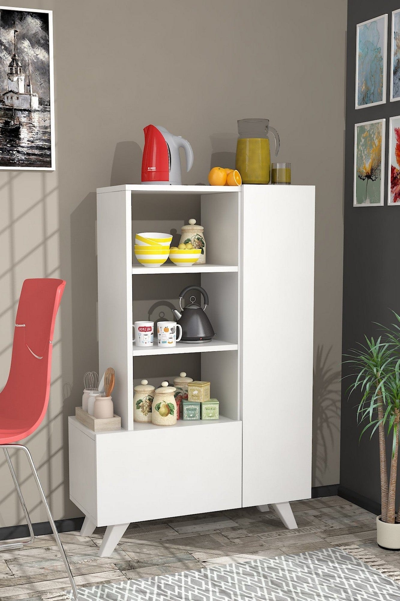 Dulap bucatarie AGOSTINA, alb, PAL melaminat, 80x32x121 cm