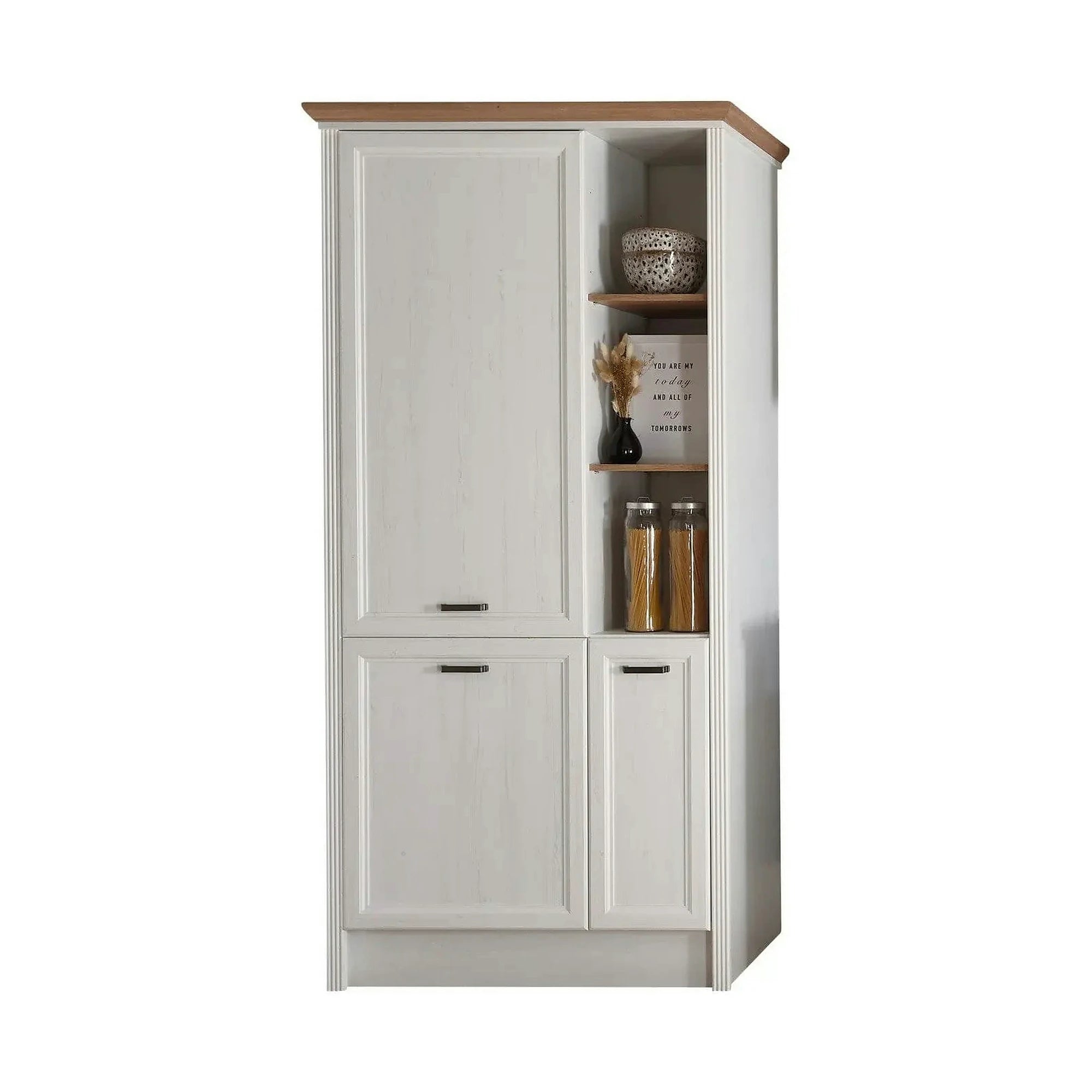 Dulap bucatarie JASMIN, alb/stejar artisan, PAL, 104x60x218 cm