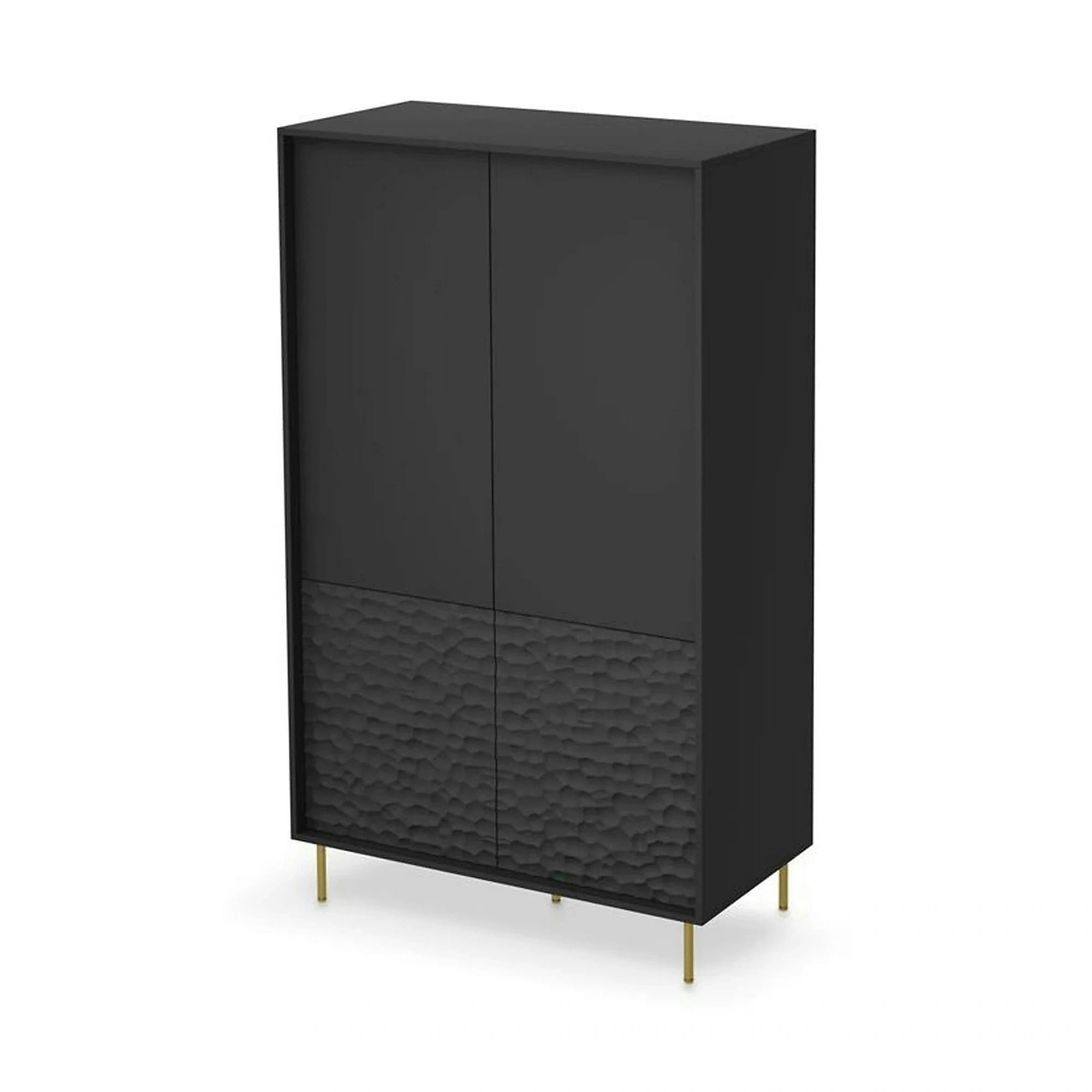 Dulap BULLET S-1, negru/auriu, PAL laminat/metal, cu 4 usi, 90x53x185 cm
