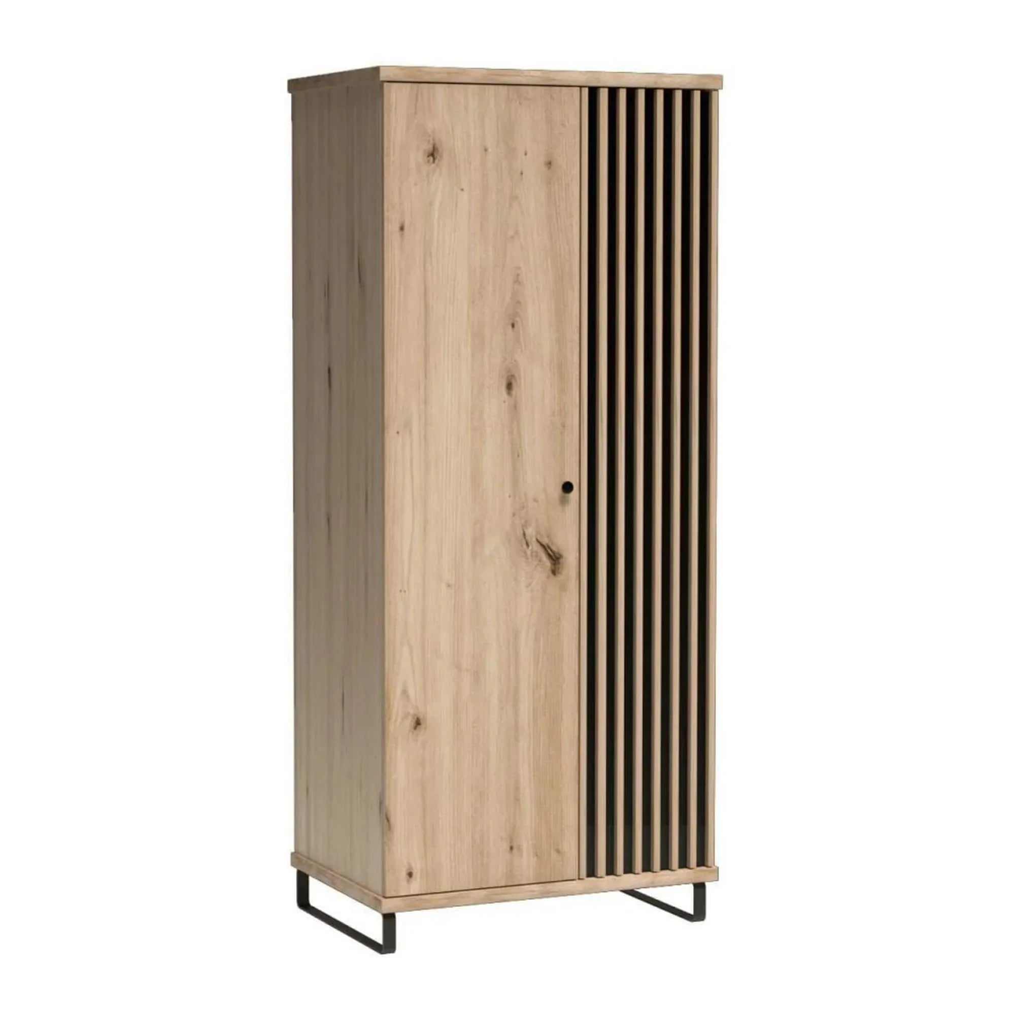 Dulap CALIA C1, stejar artisan/negru, PAL laminat, cu 2 usi, 86x58x191 cm