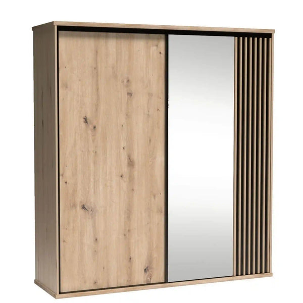 Dulap CALIA C15, stejar artisan/negru, PAL laminat, cu 2 usi, 199x60x216 cm