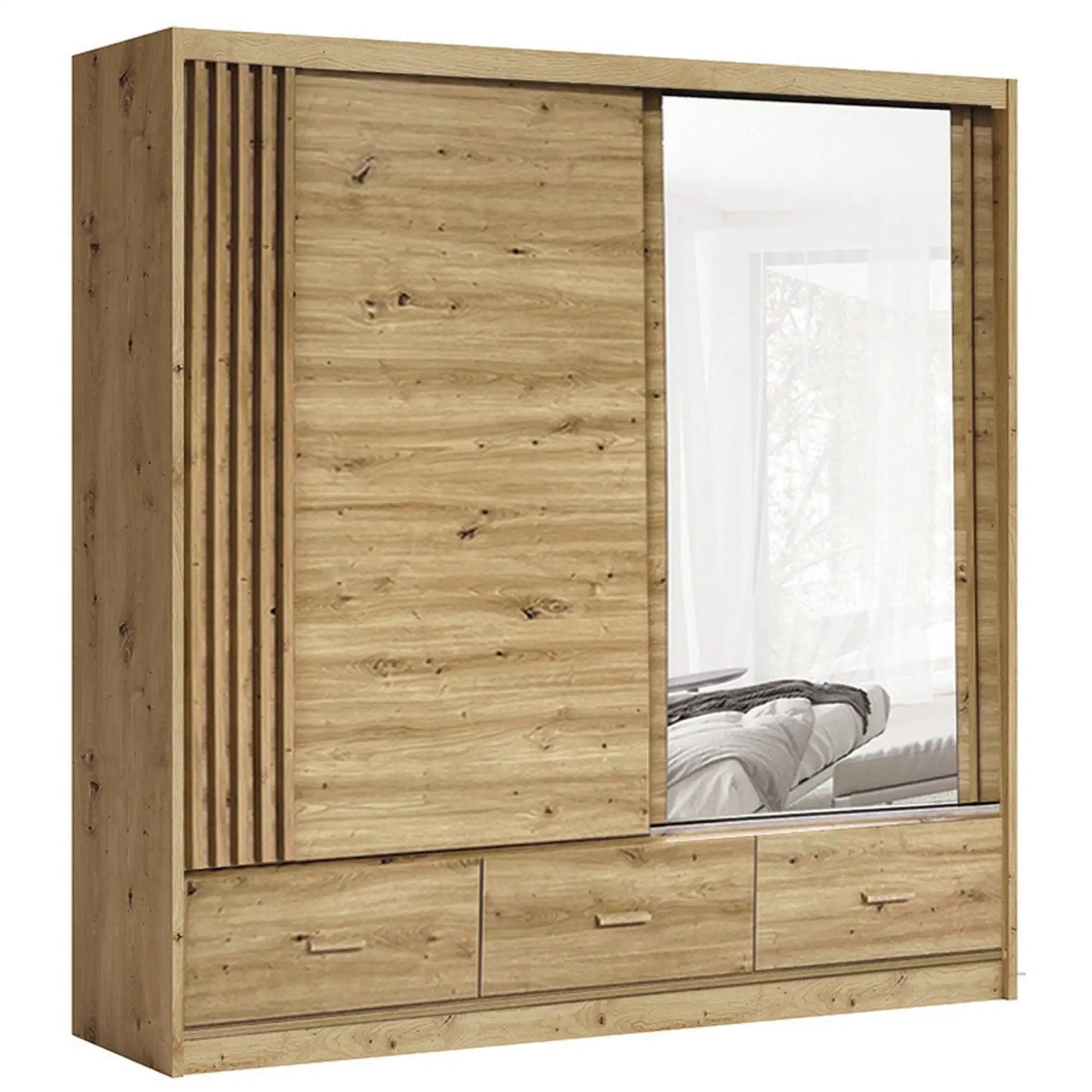 Dulap haine dressing CANADA CA1-200, stejar artisan, PAL, cu 2 usi si 3 sertare, 200x60x215 cm