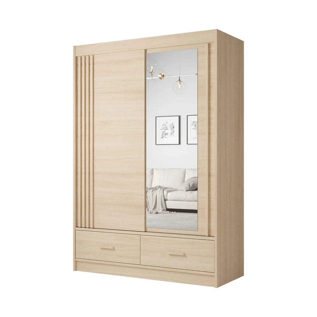 Dulap CANADA CA11-150, stejar riva, PAL, cu 2 usi si 2 sertare, 150x60x215 cm
